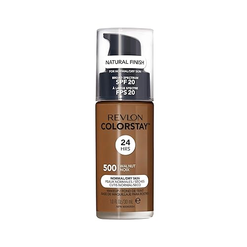 Revlon Liquid Foundation, ColorStay Face Makeup for Normal & Dry Skin, SPF 20, Longwear Medium-Full Coverage with Natural Finish, Oil Free, 500 Beauty & Personal Care REVLON