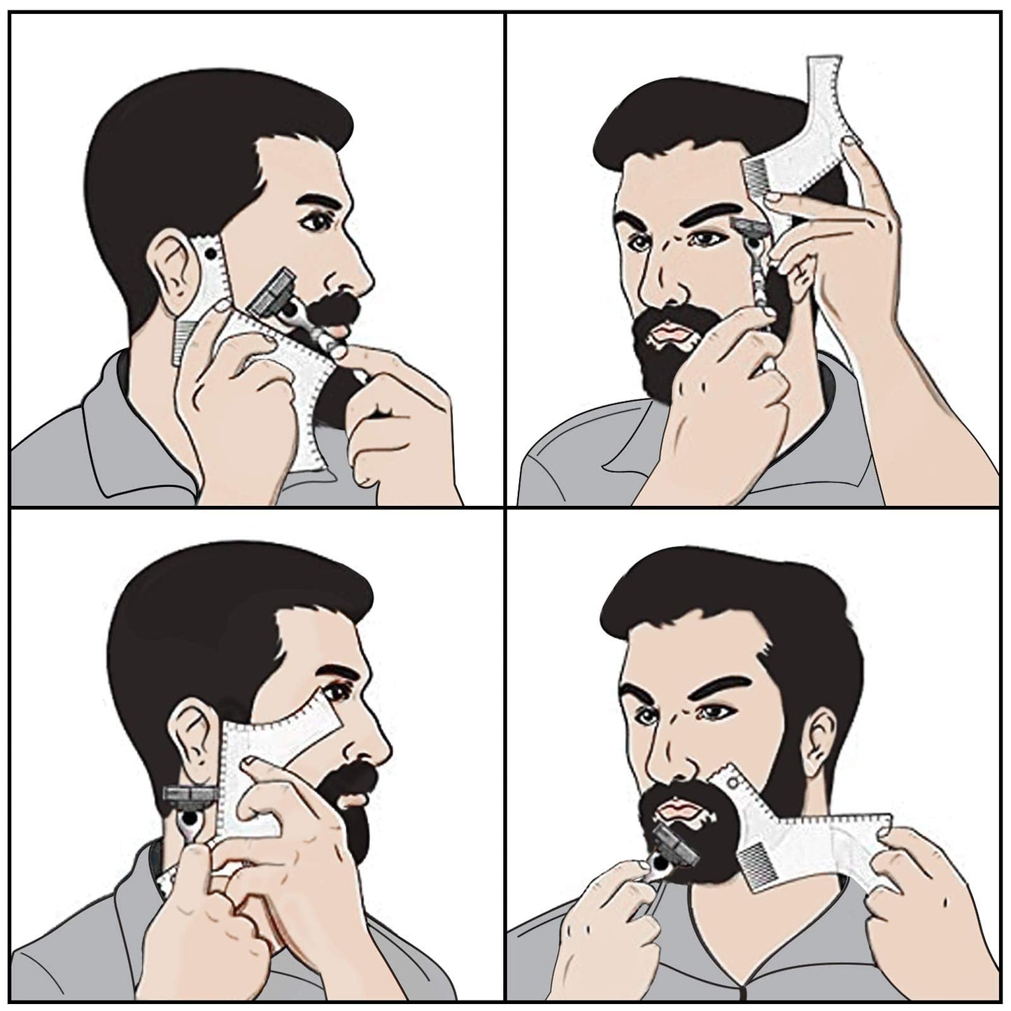 Beard Shaping Tool Trimmers for Men, Kucheed Beard Shaper with Inbuilt Comb Cool Care Black Transparent, Beard & Mustache Trimmers Cut Buddy Beard Beauty and Personal Care Kucheed