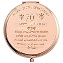 COFOZA 1955 70th Birthday Gifts for Woman Stainless Steel Rose Gold Compact Pocket Travel Makeup Mirror 70 Years Old Inspiration Gift Behind You All Beauty & Personal Care COFOZA