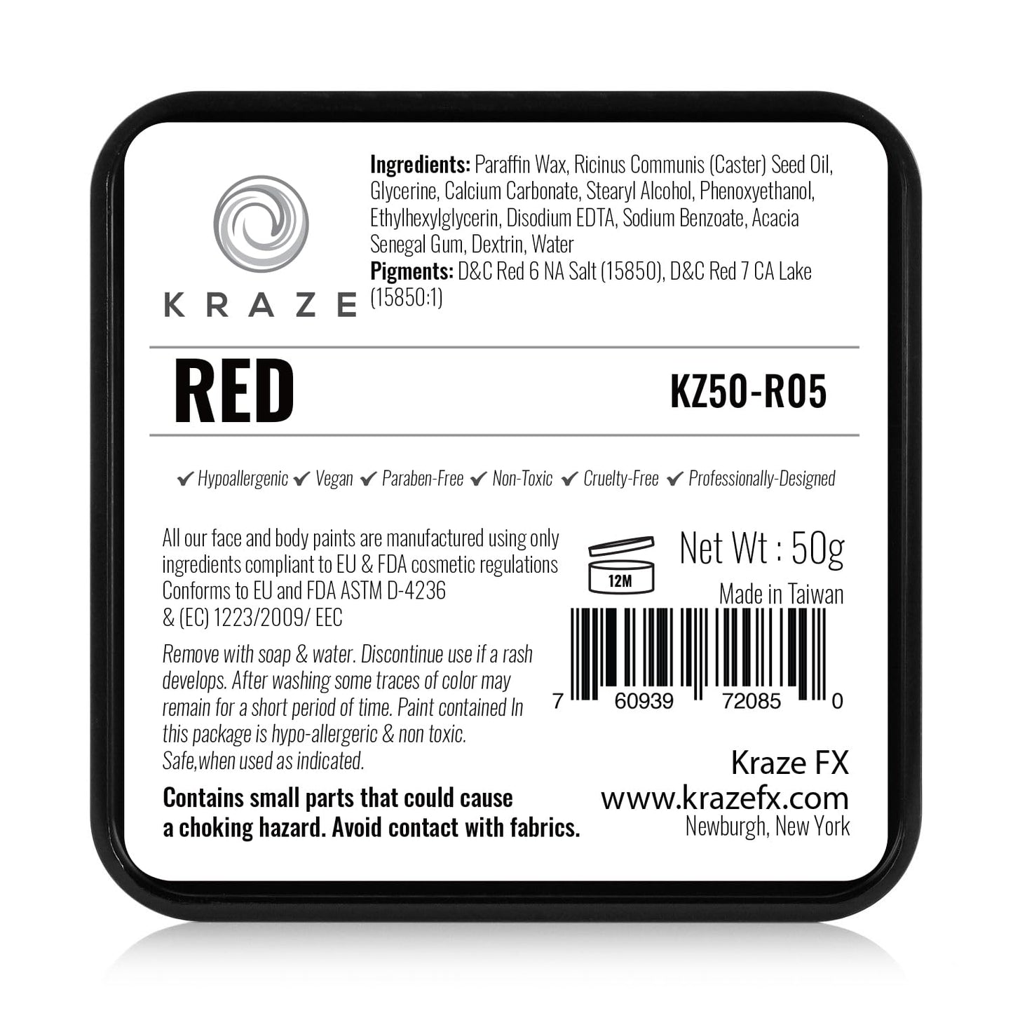 Kraze FX Square - Red Face Paint (50 gm), Professional Quality Body & Face Paint, Hypoallergenic, Vegan, Safe & Non-Toxic, Ideal for Halloween, Party Beauty & Personal Care Kraze FX