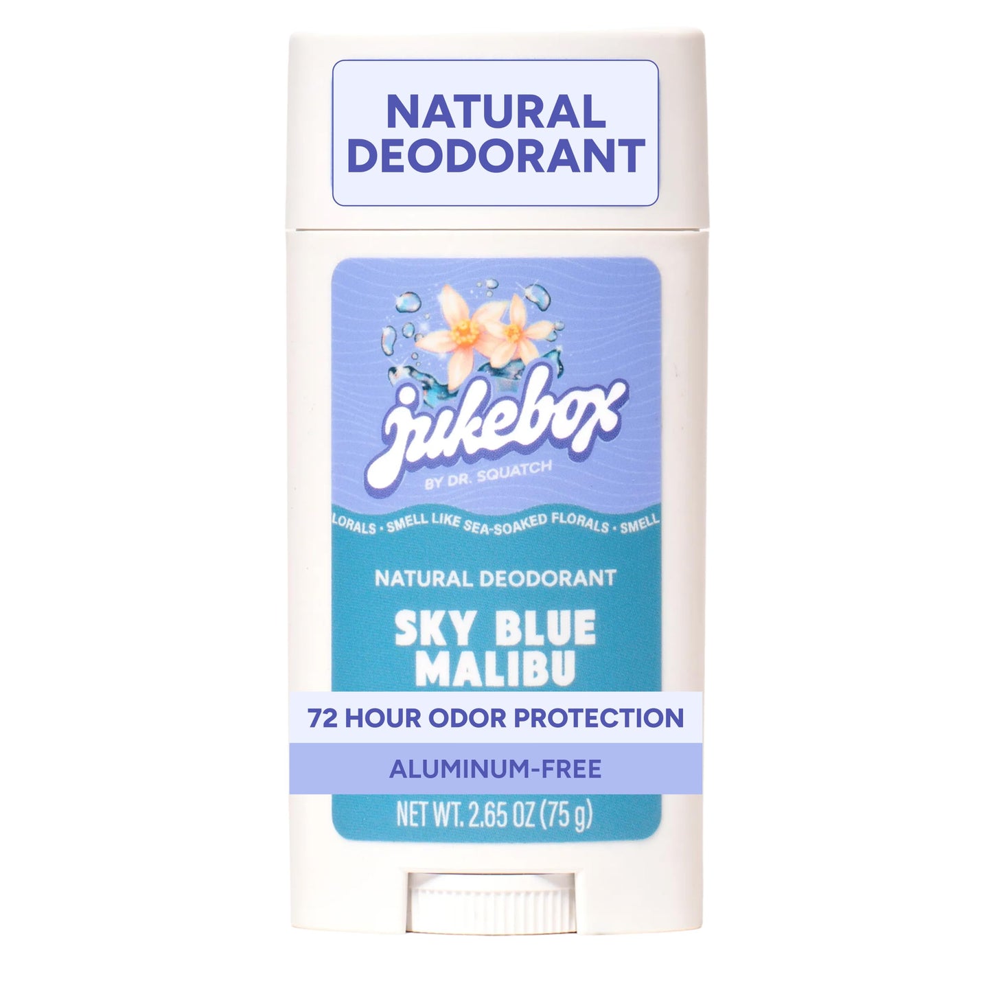 Jukebox Natural Women’s Deodorant - Aluminum Free, 72 Hour Odor Protection - Made with Arrowroot, Charcoal & Postbiotics - Sky Blue Malibu, 2.65 oz Beauty and Personal Care JUKEBOX