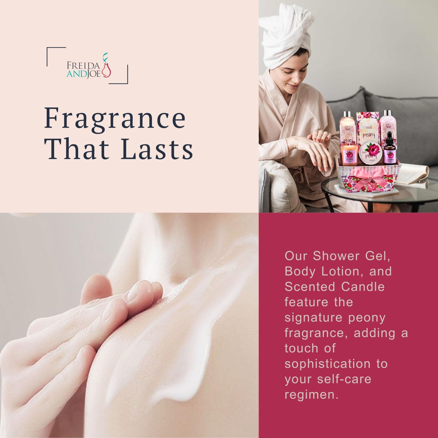 Bath and Body Gift Set for Women, Peony Floral Beauty and Personal Care Freida and Joe