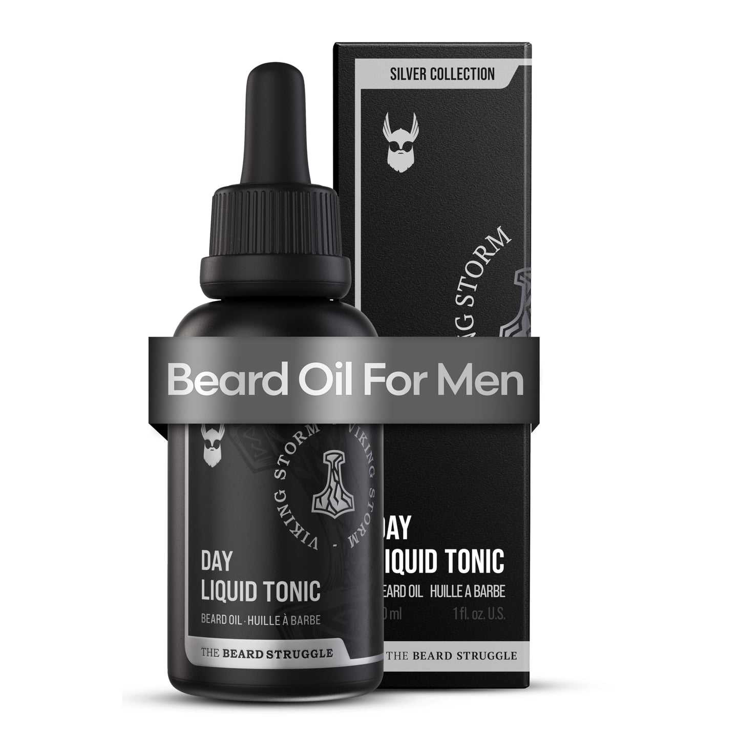 The Beard Struggle - Day Liquid Tonic Beard Oil - Silver Collection (Viking Storm) - Beard Oil for Men - Moisturize, Softens Hair, Reduces Itch - Day Beauty & Personal Care The Beard Struggle