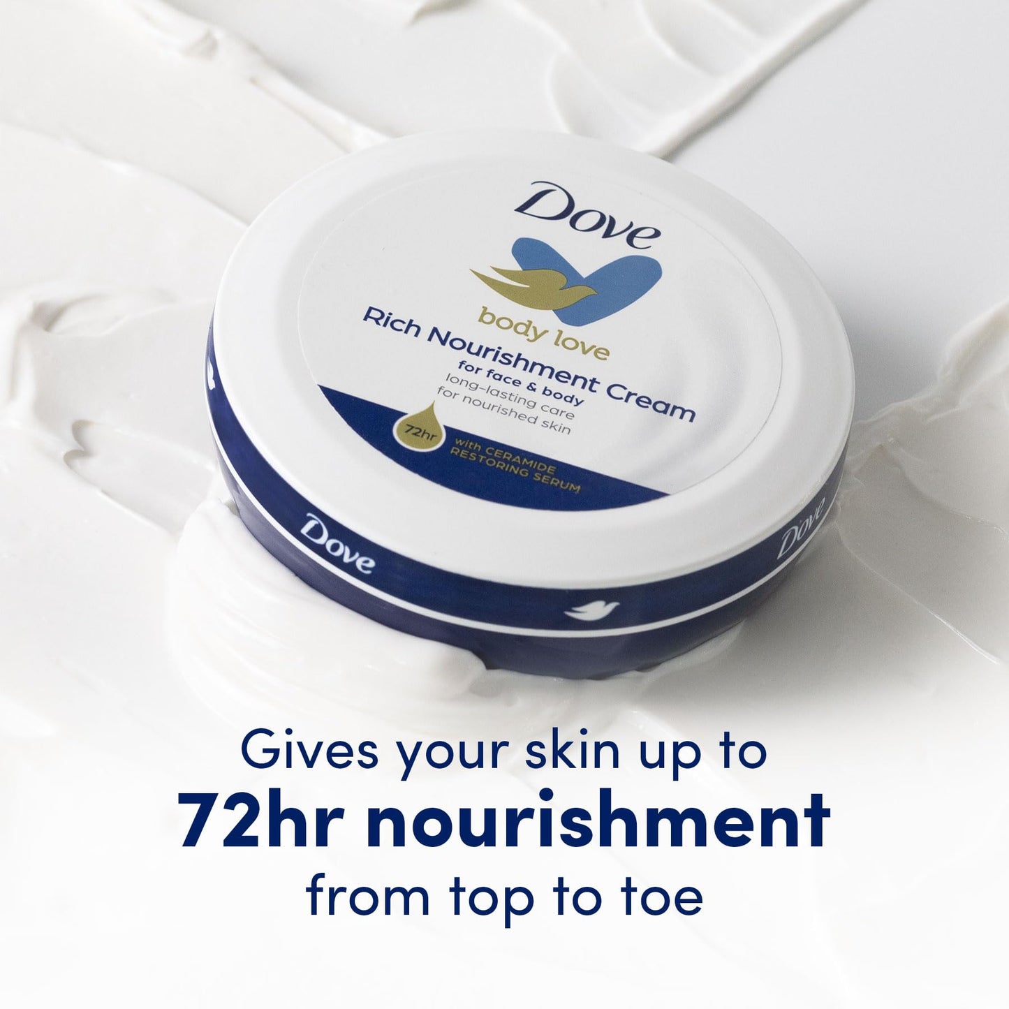 Dove Nourishing Body Care, Face, Hand, and Body Rich Nourishment Cream for Extra Dry Skin with 48-Hour Moisturization, 4-Pack, 2.53 Oz Each Jar Beauty & Personal Care Dove