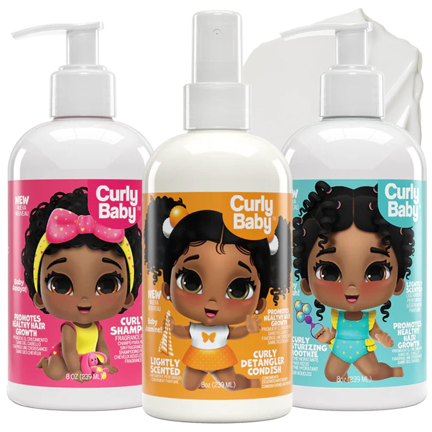 CurlyBaby Baby Girls Curly Hair Bundle - Tear-Free Curly Shampoo, Detangling Conditioner & Moisturizing Smoothie - Gentle, Hypoallergenic Beauty & Personal Care CurlyBaby
