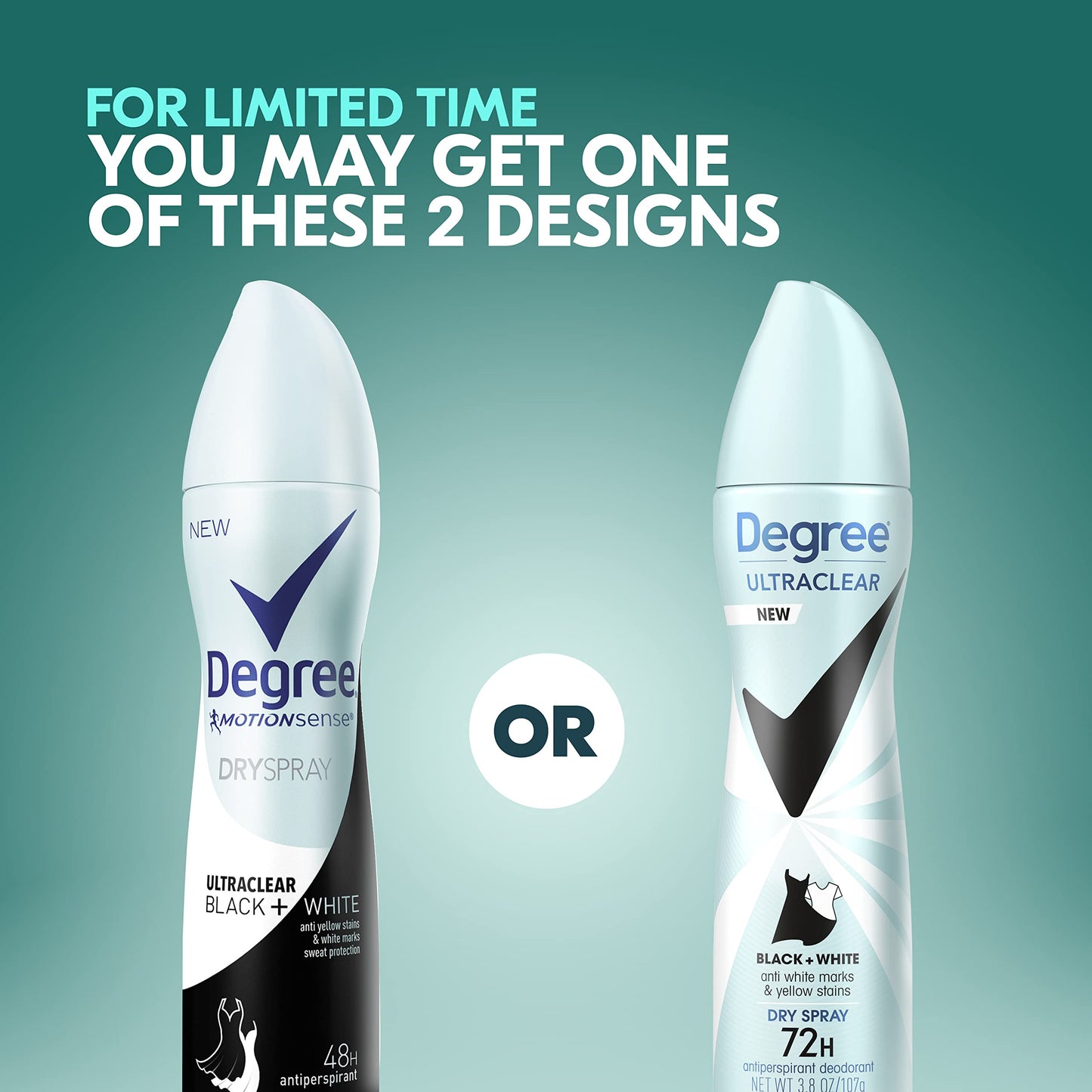 Degree Ultra Clear Antiperspirant Deodorant Dry Spray Anti White Marks and Yellow Stains Black+White Deodorant for Women 3.8 Ounce (Pack of 3) Beauty and Personal Care Degree
