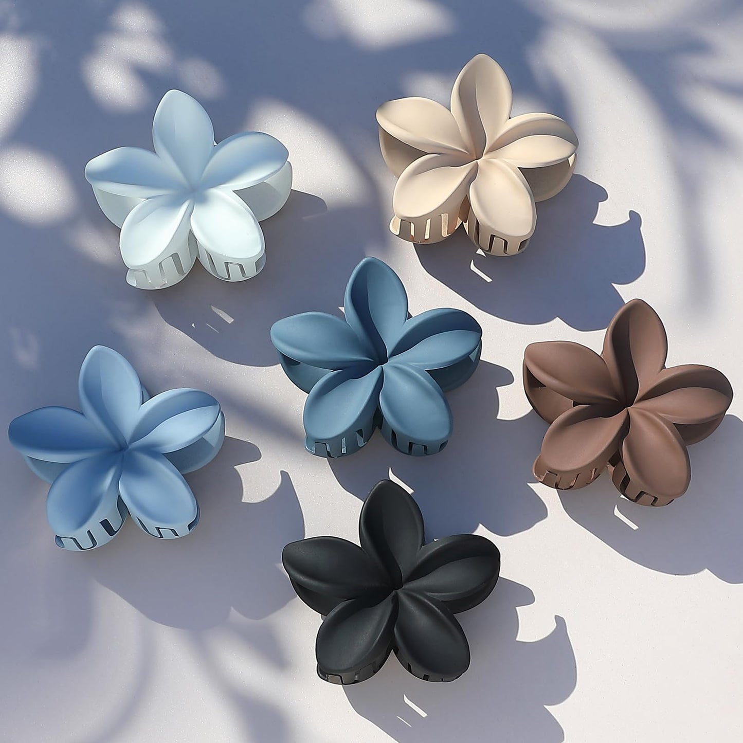 Sisiaipu Hair Clip, 6 Pcs Large Plumeria Flower Claw Clips for Thick Medium Hair - Blue Brown Beach Hair Accessories for Women and Girls Beauty and Personal Care Sisiaipu