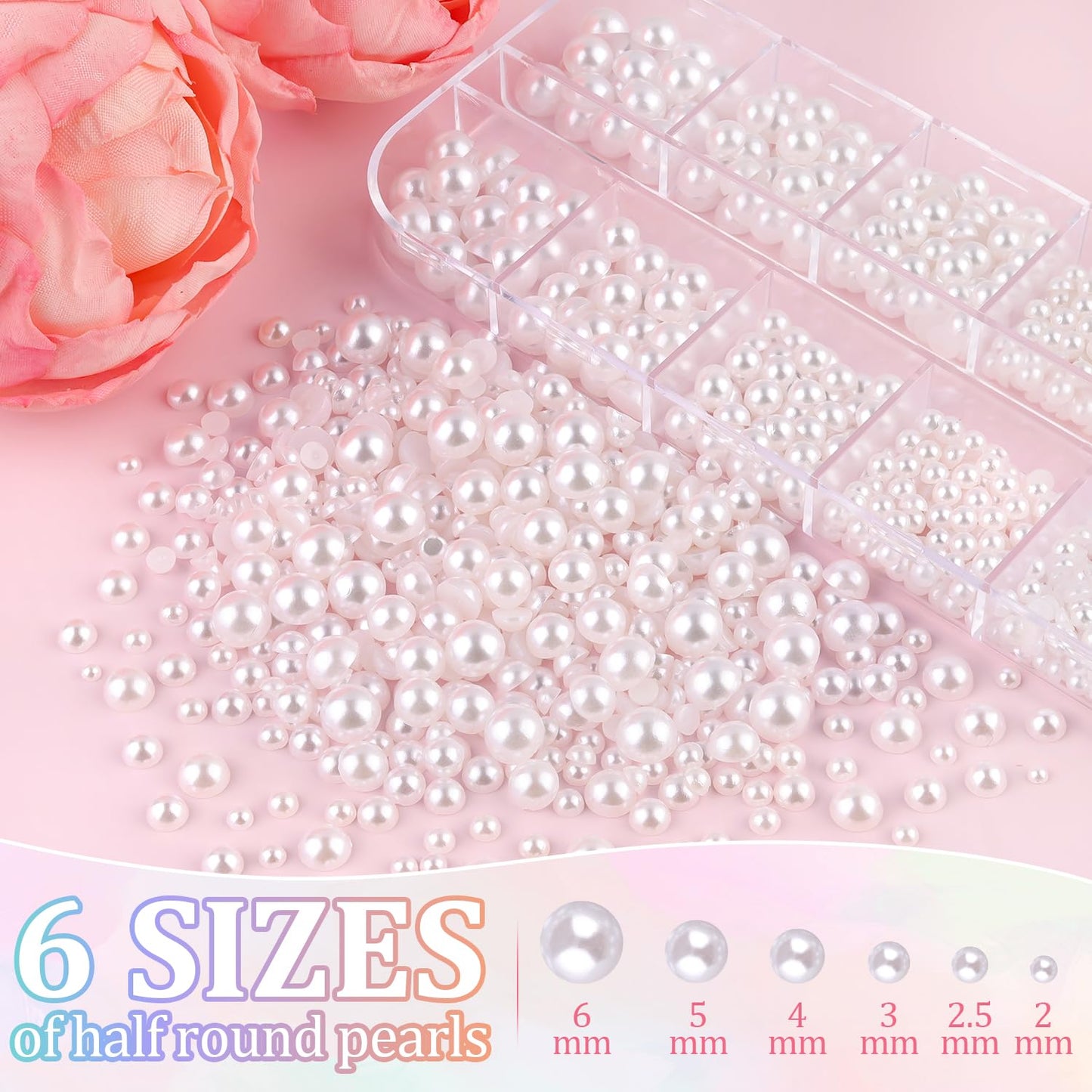 Flatback Pearls for Crafting with 3Pcs 10ml B7000 Jewelry Glue, 1 Box of Half Round White Pearls, Bedazzling Beads for DIY Crafts Clothing Tumblers Beauty and Personal Care TINKRSTUFF