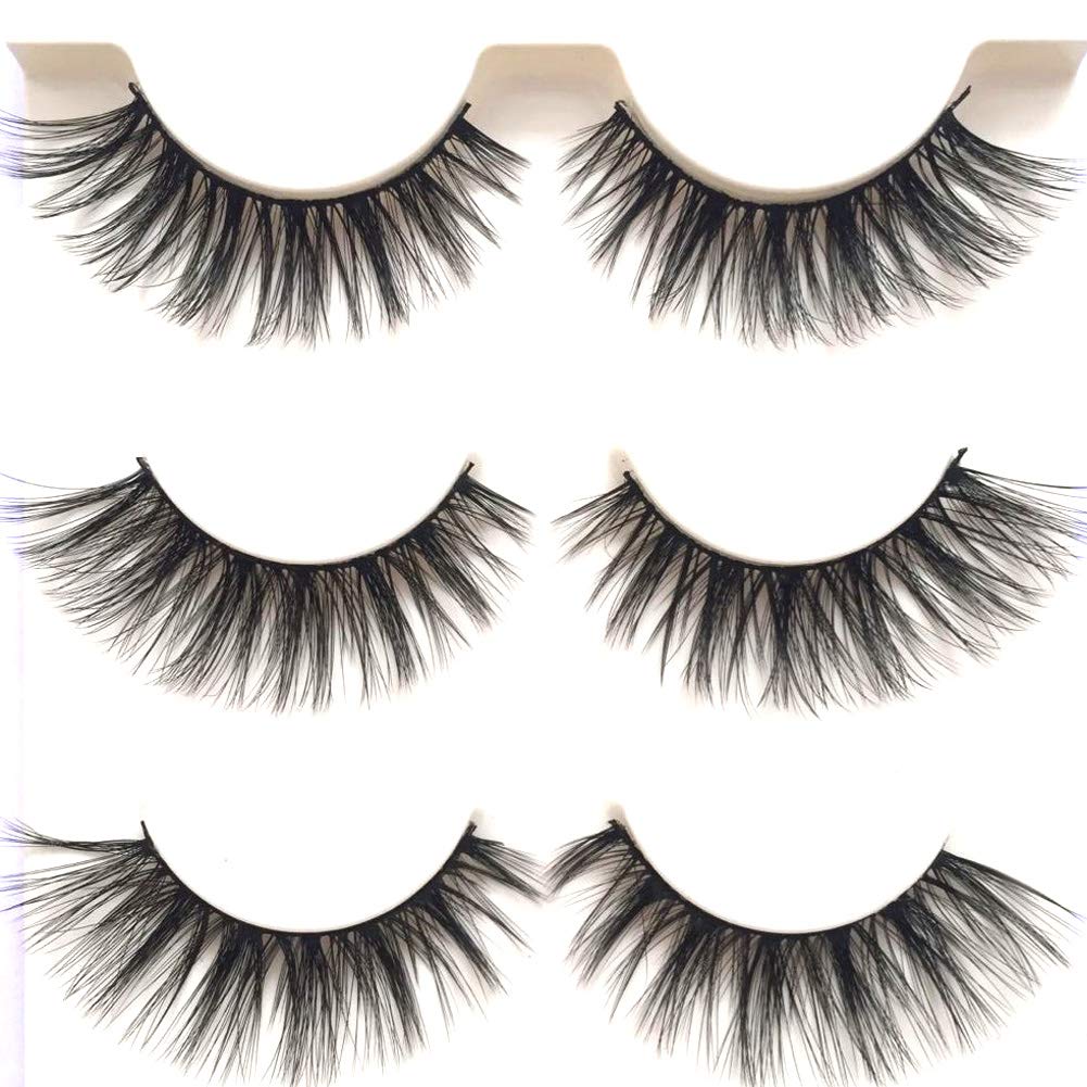 Sunniess Hair Imported Korea Fiber Faux Mink False Eye lashes Handmade Reusable Long Cross Volume Dramatic Lashes Natural Look Makeup Thick Black Fake Beauty & Personal Care Sunniess Hair