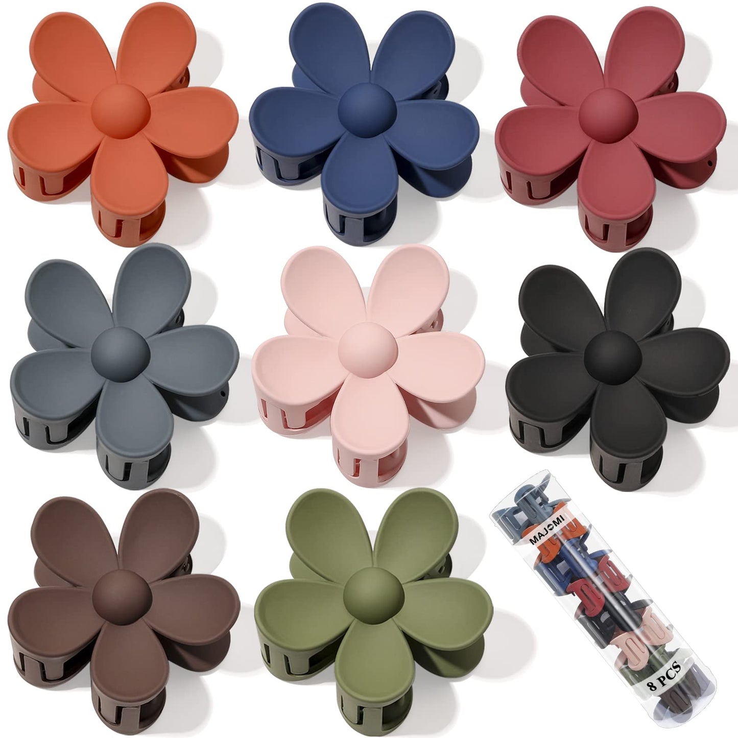 Flower Hair Claw Clips 8PCS Cute Hair Clip Big Daisy Hair Clips Strong Hold Jaw Flower Clip Barrettes Large Hair Clamps Accessories Thick Hair Beauty & Personal Care MAJOMI