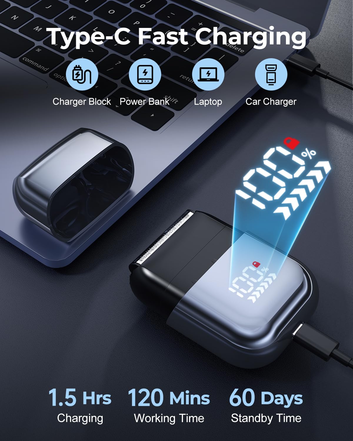Foil Shavers for Men, Mini Electric Razors for Close Shaving Face with High Speed 3 Floating Blade Heads, USB C Fast Rechargeable Foil Shaver IPX7 Beauty and Personal Care FIRE ROSE