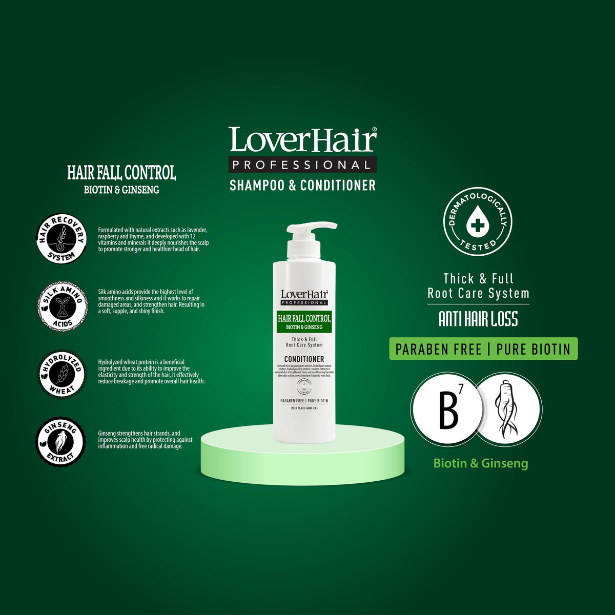 LoverHair Professional Hair Fall Control Conditioner 20.3 fl oz (600ml)