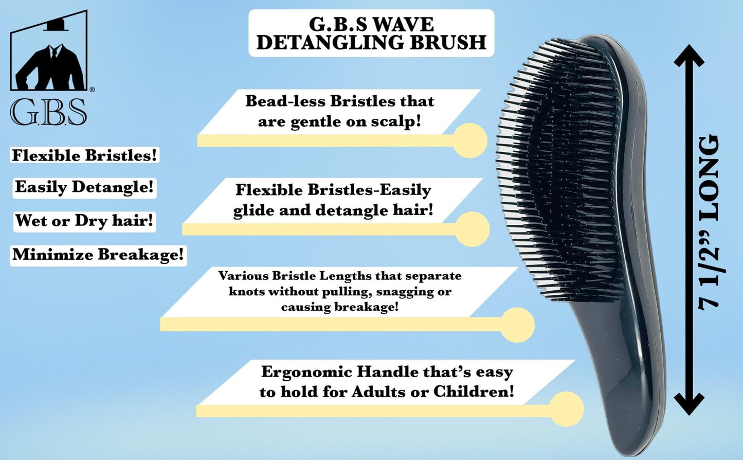 GENTS 5-Piece Hair Detangling Brush Set - Professional Salon Quality Comb & Brush Kit for Men Women - Anti-Static Black Bristles for All Hair Types Beauty and Personal Care G.B.S