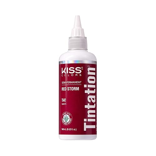 Red by Kiss Tintation Semi Permanent Hair Color, Aloe Vera Water Based, Argan Oil, Olive Oil, Collagen & Keratin, Long-Lasting Color Dye (Red Storm, 5 Beauty & Personal Care Red By Kiss