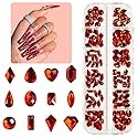 qiipii 120Pcs Red Rhinestones Nail Charms 12 Shapes Crystal Flatback Siam Red Big Gems Ruby Red K9 Glass Nail Stones Diamonds jewels Nail Art Supplies Beauty & Personal Care qiipii