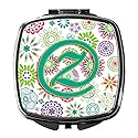 Caroline's Treasures CJ2011-ZSCM Letter Z Flowers Pink Teal Green Initial Compact Mirror Decorative Travel Makeup Mirror for Women Girls Gifts Pocket Beauty & Personal Care Caroline's Treasures
