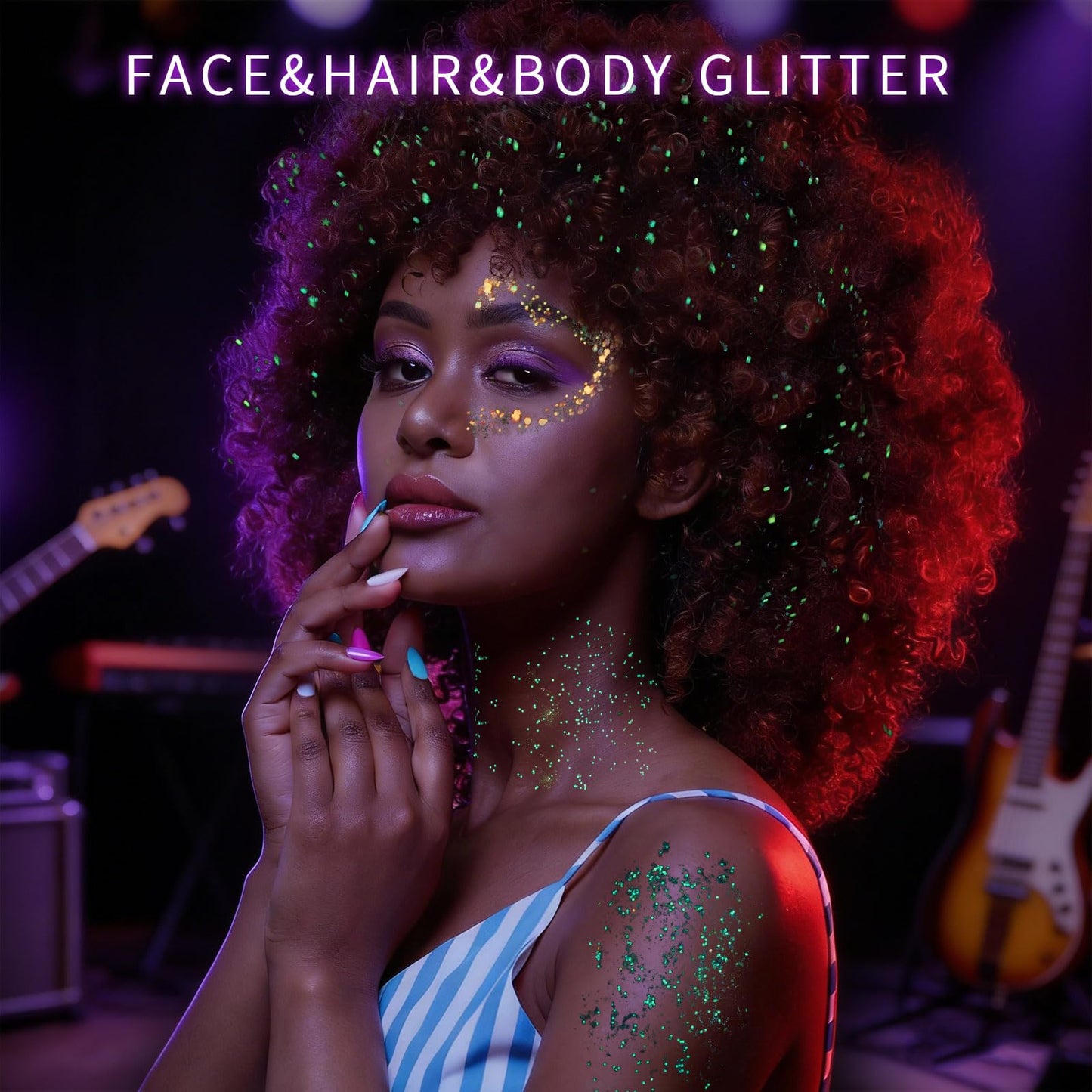 FANDAMEI 40 Colors Glow in The Dark Glitter, Face Glitter for Kids Women Girls, Body Glitter Hair Glitter for Halloween Rave Carnival Party Glitter Beauty and Personal Care Fandamei
