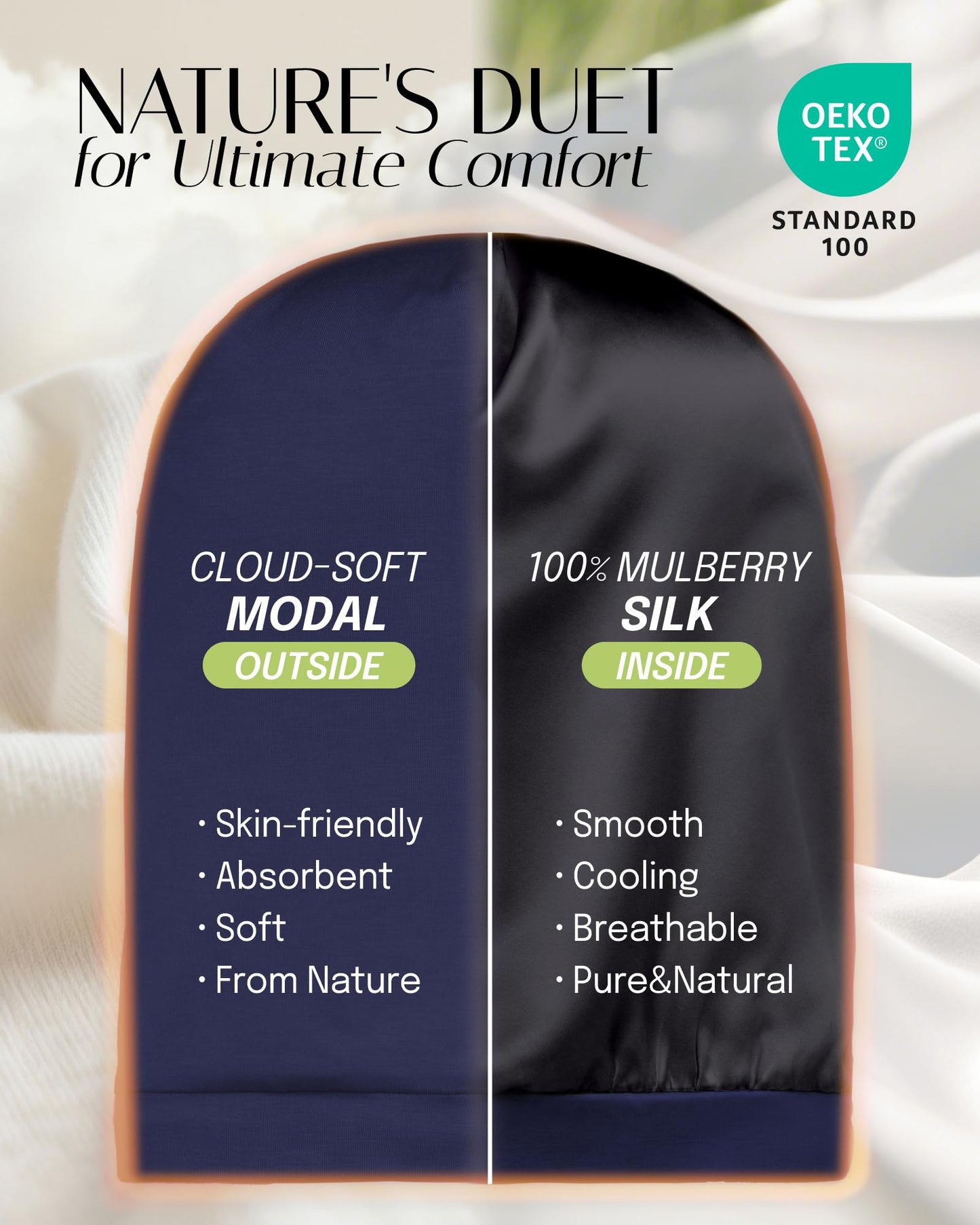 OLESILK 100% Mulberry Silk Bonnet for Sleeping Women, Hair Wrap for Culy Hair Care, Real Silk, Not Satin, Navy Beauty and Personal Care OLESILK