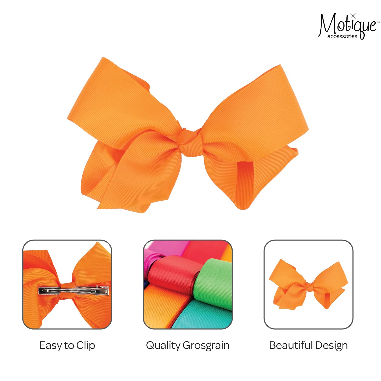 5.5 Inch Grosgrain Hair Bow Clip For Women And Girls (Light Orange) Beauty & Personal Care Motique Accessories