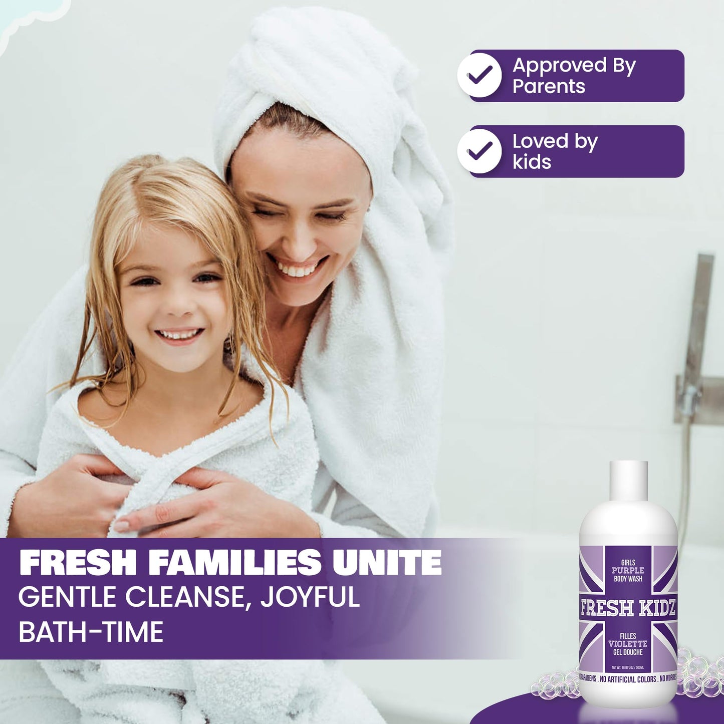 Fresh Kidz Body Wash for Kids and Teens - Gentle Bath and Shower Cleanser for All Skin Types - Girls Purple, 16.9 Fl. oz. Beauty & Personal Care Fresh Kidz
