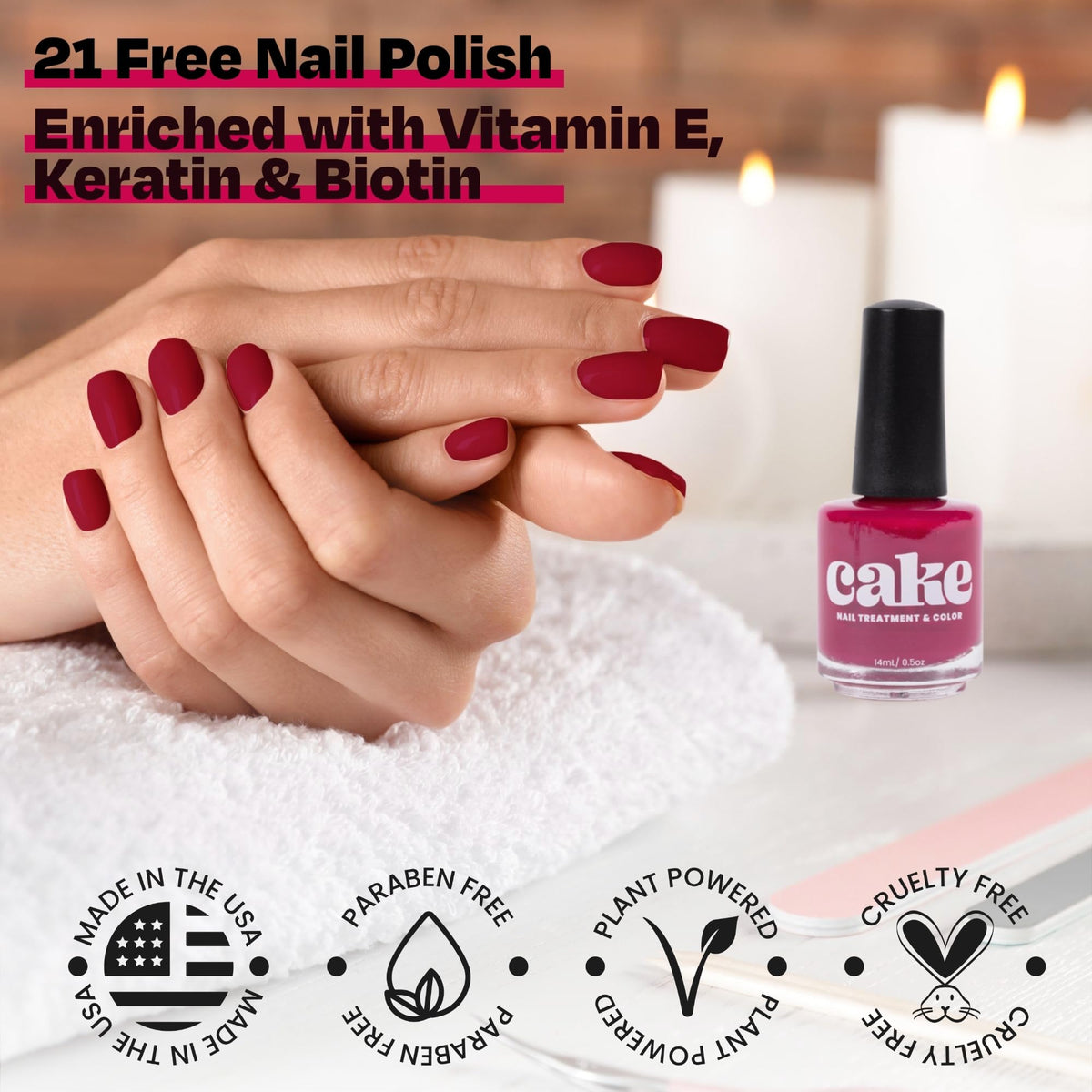 CAKE Nail Polish Non-Toxic for Women, Fingernail Repair for Damaged Nails, Natural Polish, Concealer, Quick Dry, Long Lasting (Under The Affluence)