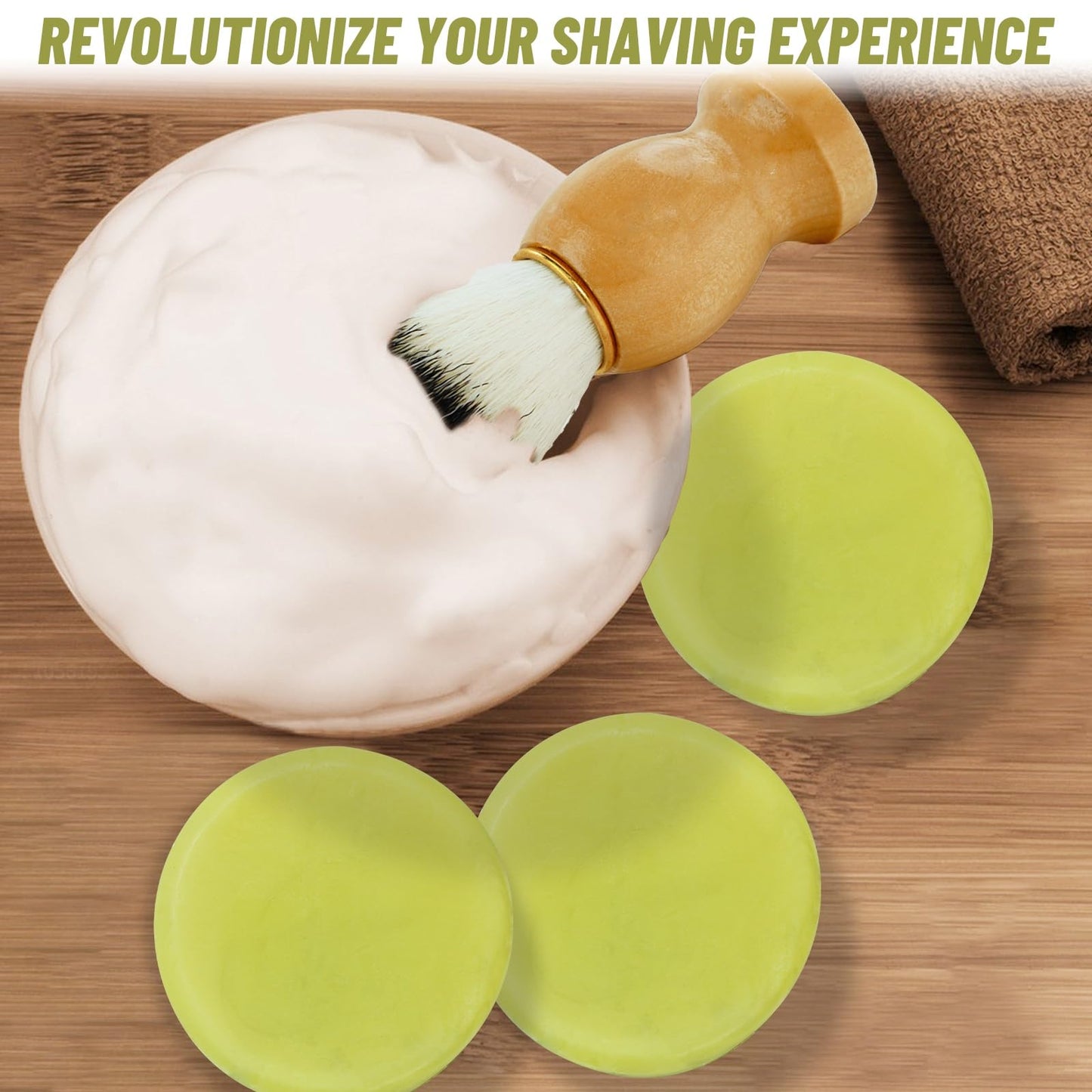 3Pack Shaving Soap for Men, Shaving Soaps Puck for Sensitive Skin, Unscented Shave Soap Bar, Rich Lasting Lather, Light Natural Scent Beauty and Personal Care MR.A