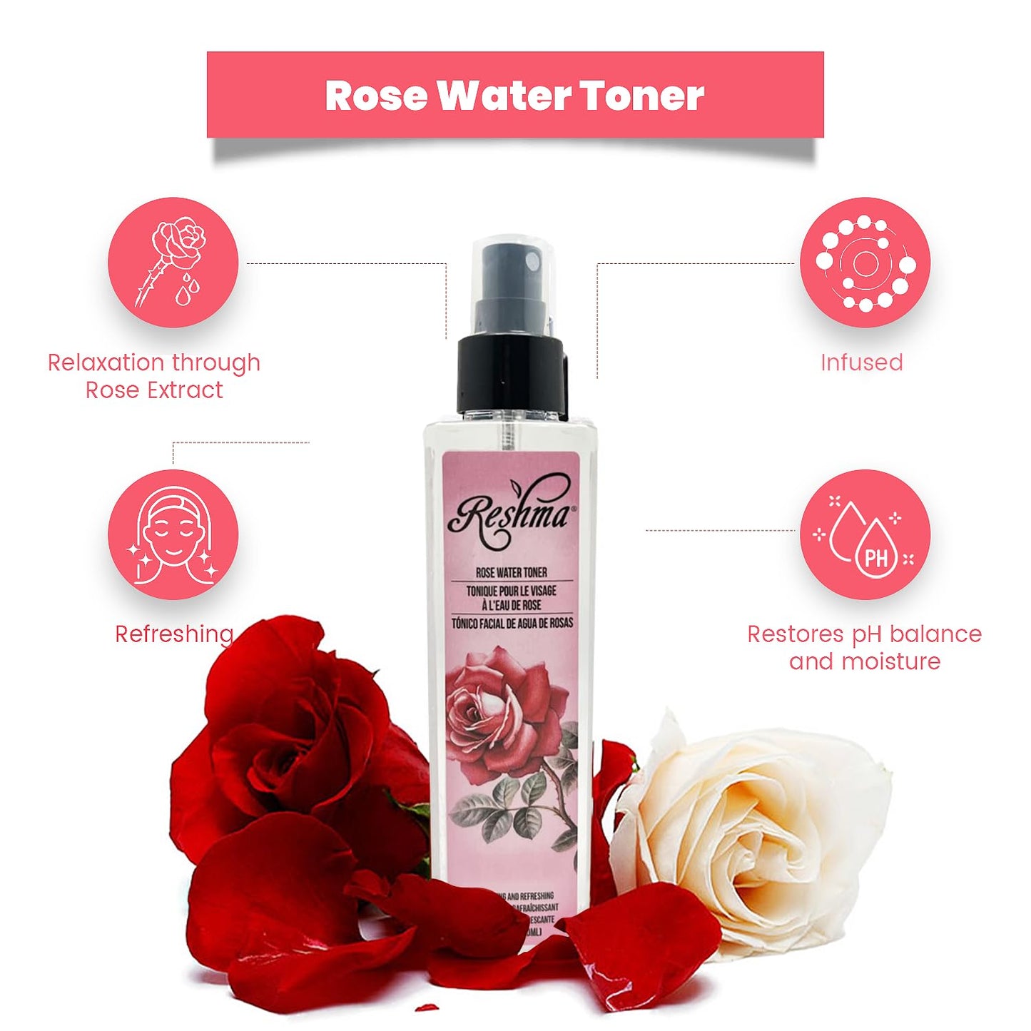 Reshma Beauty Rose Water Toner | Hydrating Mist for All Skin Types and Hair Types| Plant-Based Facial Toner |No Dye and Alcohol Free| for Daily Use Beauty & Personal Care Reshma Beauty