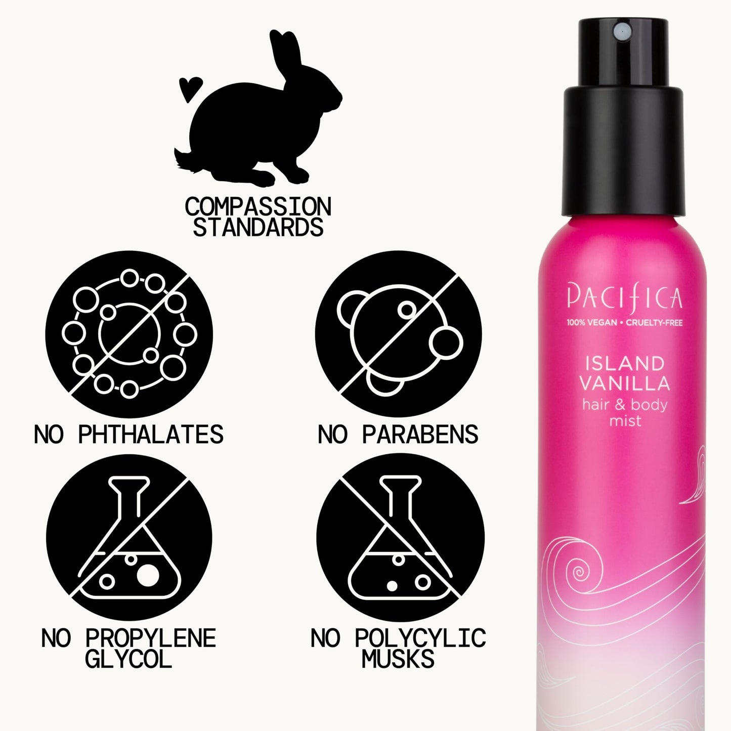 Pacifica Hair Mist Perfume & Full Body Spray for Women - Island Vanilla Body Mist Fragrance w/Sugar, Vanilla & Sandalwood Clean Beauty Alcohol-Free Beauty & Personal Care Pacifica