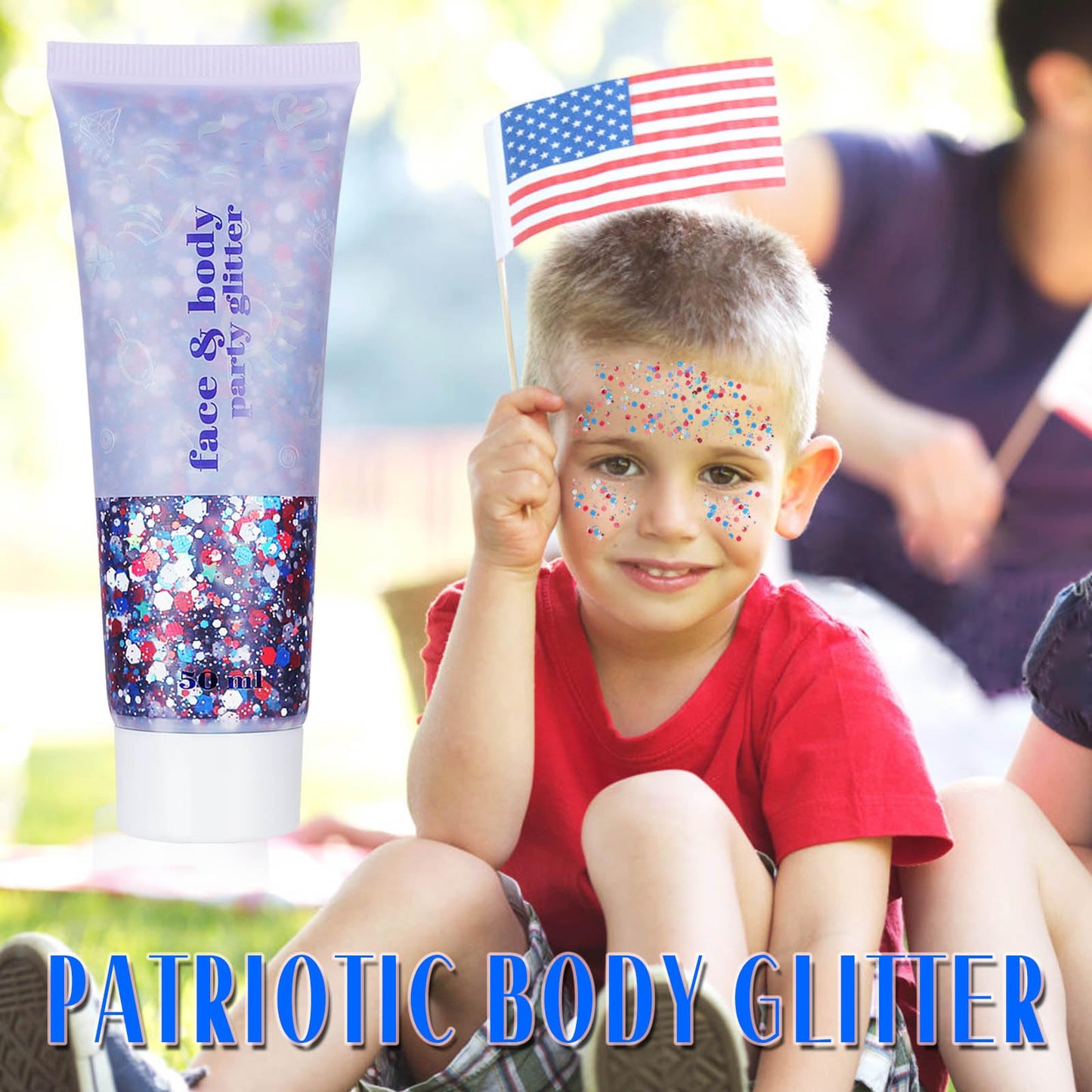 Faglowmify 4th of July Women&Kids Makeup Face Glitter Gel,Fourth of July Red White and Blue Accessories,Sparkle Festival Sparkling Rave Beauty & Personal Care faglowmify