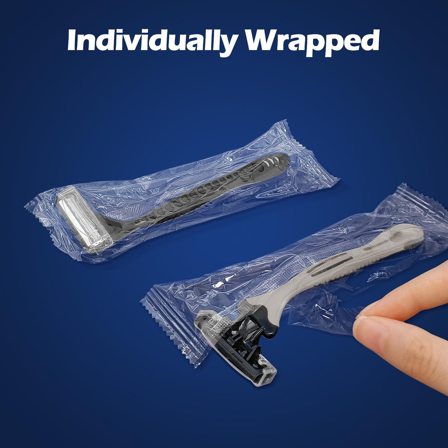 3 Blade Disposable Razors,Three Triple Stainless Steel Blade Individually Wrapped Razors Bulk,Manual Washable Razor with Clear Safety Cap Beauty and Personal Care Ttarxug