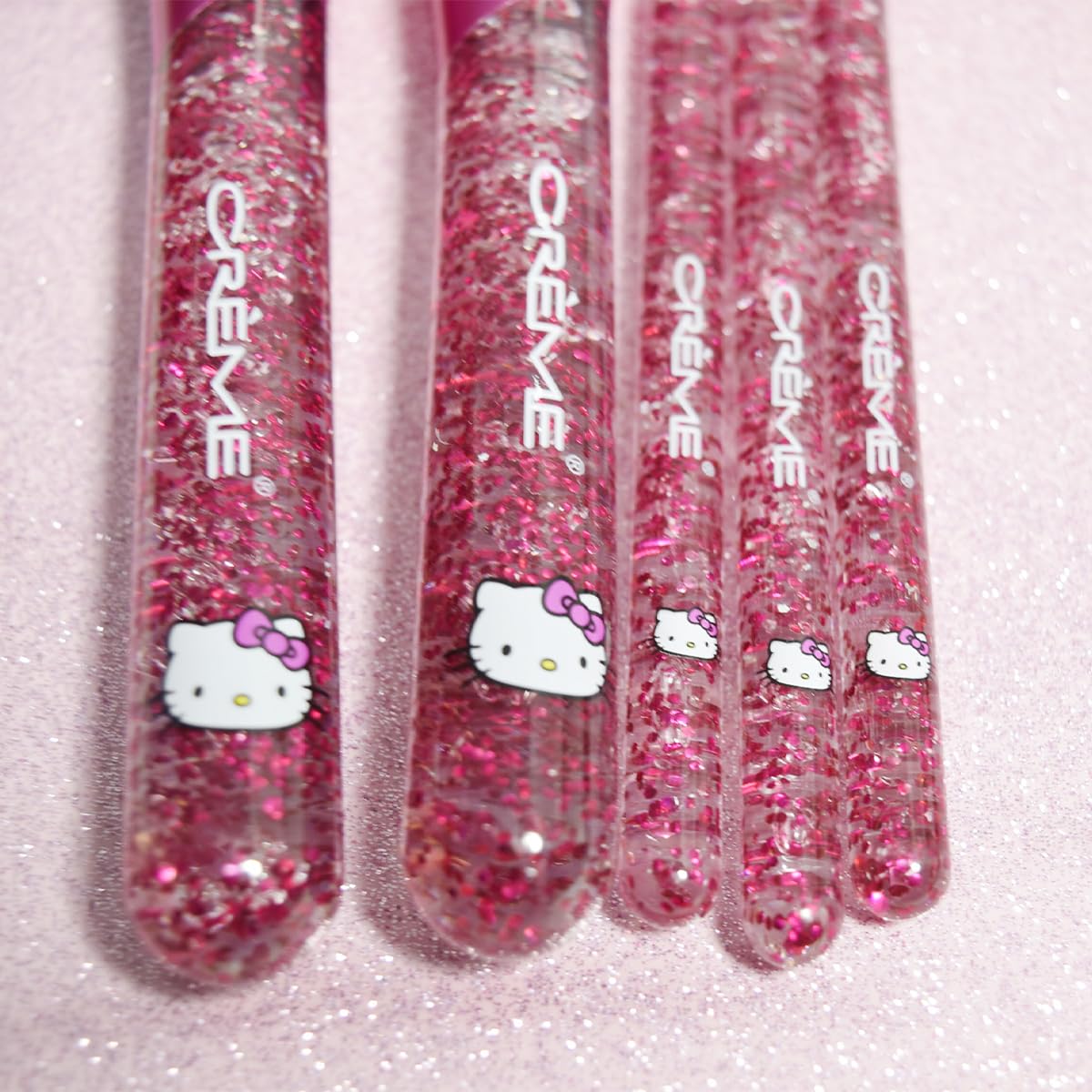The Creme Shop Hello Kitty Luv Wave Brush Collection - Versatile & Silky-Soft Makeup Brushes - Precise Shader, Blending Brush, Angled Detailer, Blush