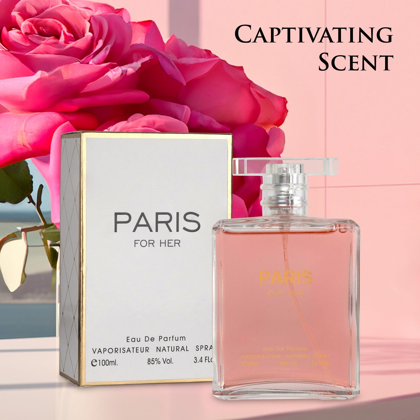 NovoGlow Paris For Her Eau de Parfum Spray Perfume, Fragrance For Women-Daywear, Casual Daily Cologne Set with Deluxe Suede Pouch- 3.4 Oz Bottle Beauty & Personal Care NovoGlow