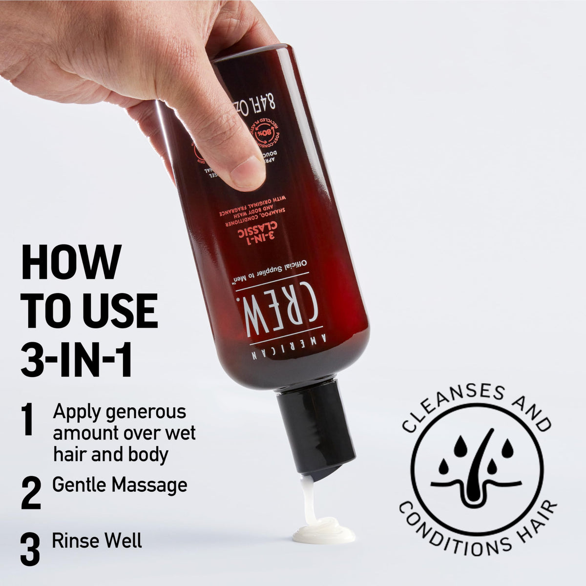 American Crew 3-in-1 Shampoo & Body Wash, Classic, 15.2 fl oz