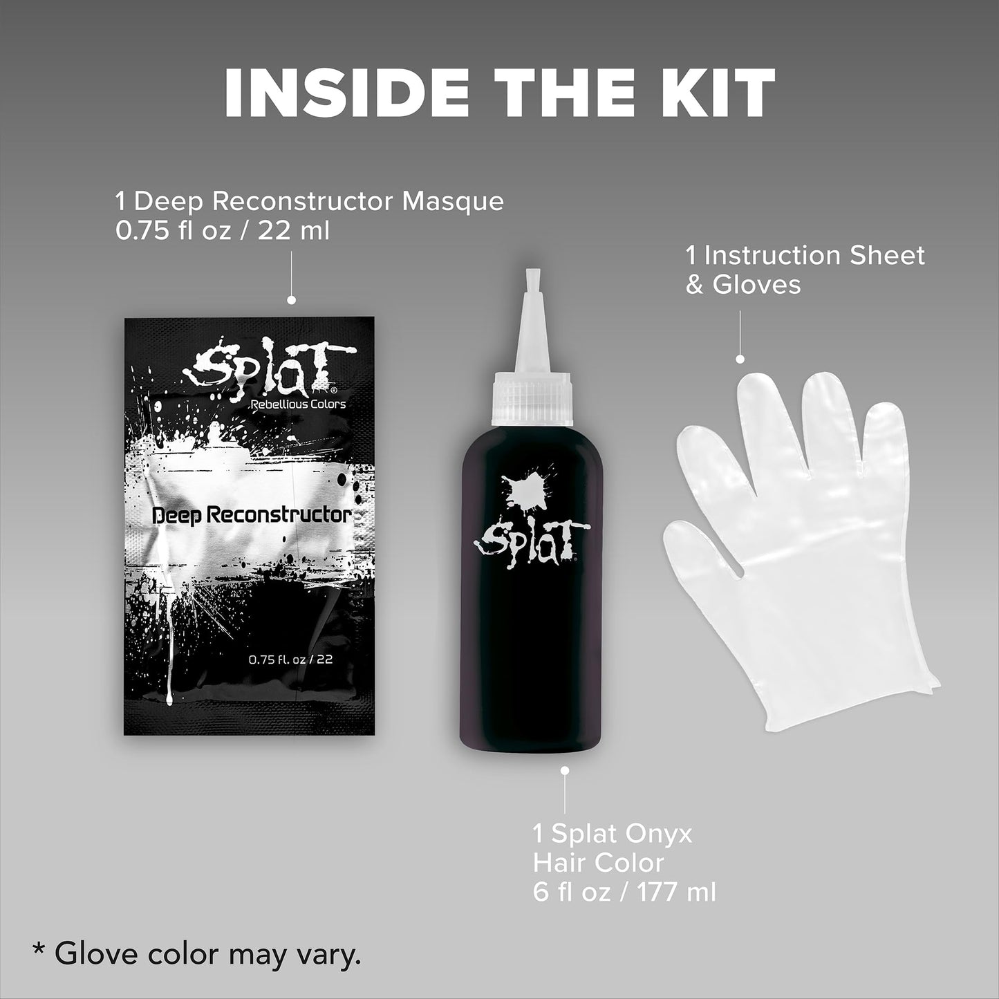 Splat Midnight Onyx Semi Permanent Hair Dye Kit, 1 Application, Includes Deep Reconstructor Conditioner, Lasts 30 Washes, No Bleach Required, Vegan Beauty & Personal Care Splat