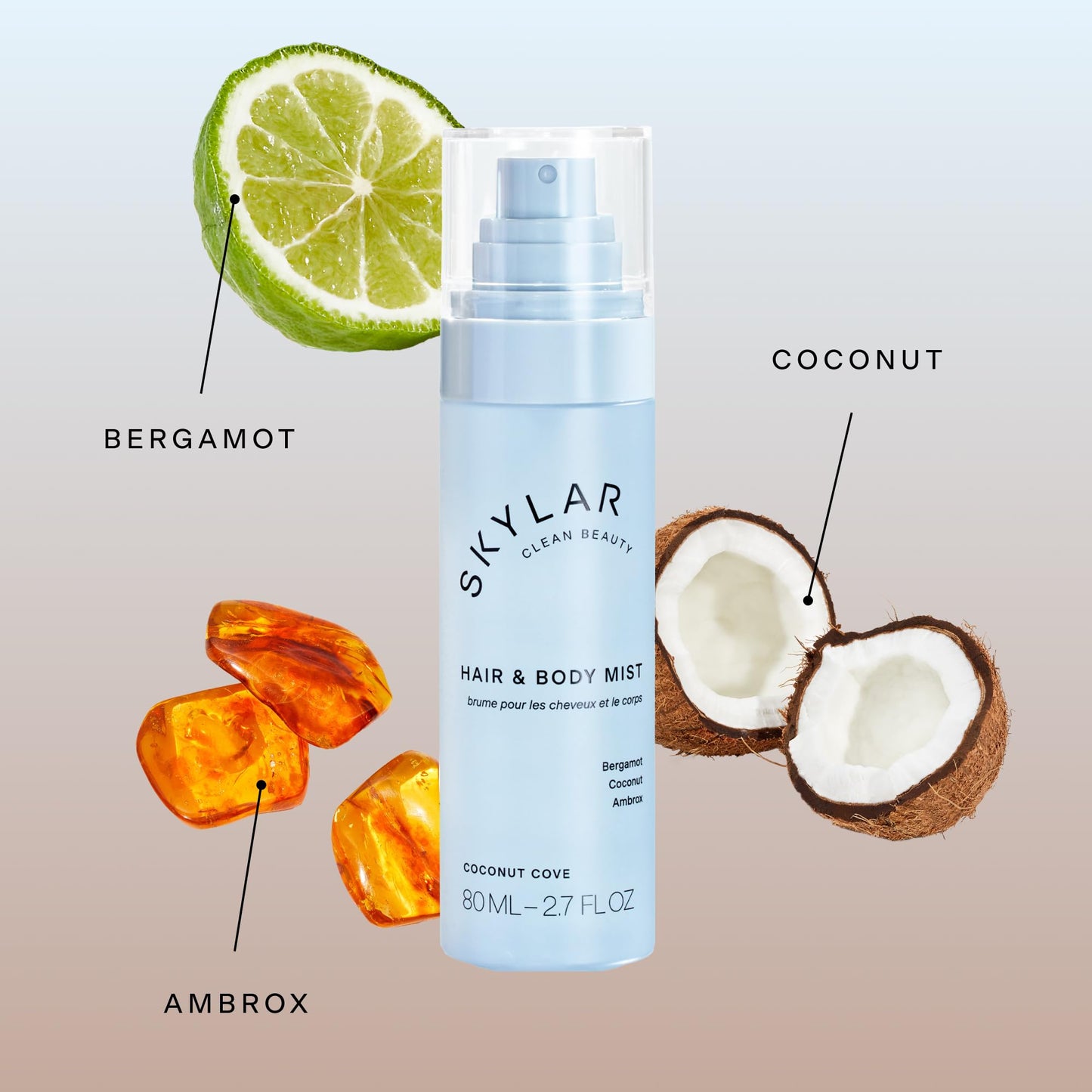 Skylar Coconut Cove Hair & Body Mist | Hypoallergenic & Clean Fragrance | Vegan, Cruelty Free, and Safe For Sensitive Skin | 80 ML, 2.7 Fl Oz Beauty & Personal Care Skylar
