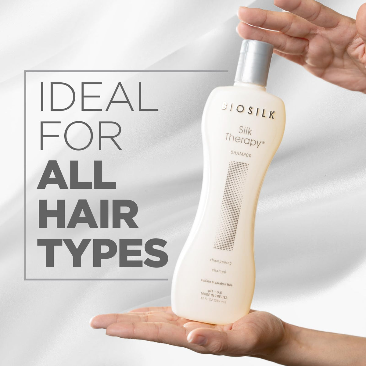 BioSilk Silk Therapy Shampoo, Gentle Hair Cleanser Delivers Healthy & Shiny Hair, Great For All Hair Types, Sulfate, Paraben, & Cruelty-Free, 12 Oz