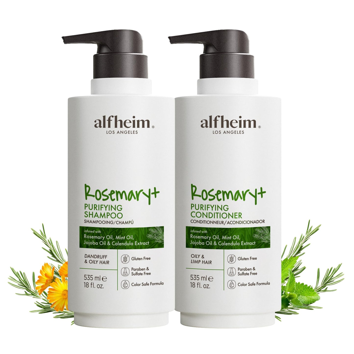 ALFHEIM Rosemary+ Purifying Shampoo & Conditioner Set - Balancing Care for Oily & Fine Hair with Rosemary, Peppermint & Jojoba Oils - Deep Cleanse Beauty & Personal Care ALFHEIM
