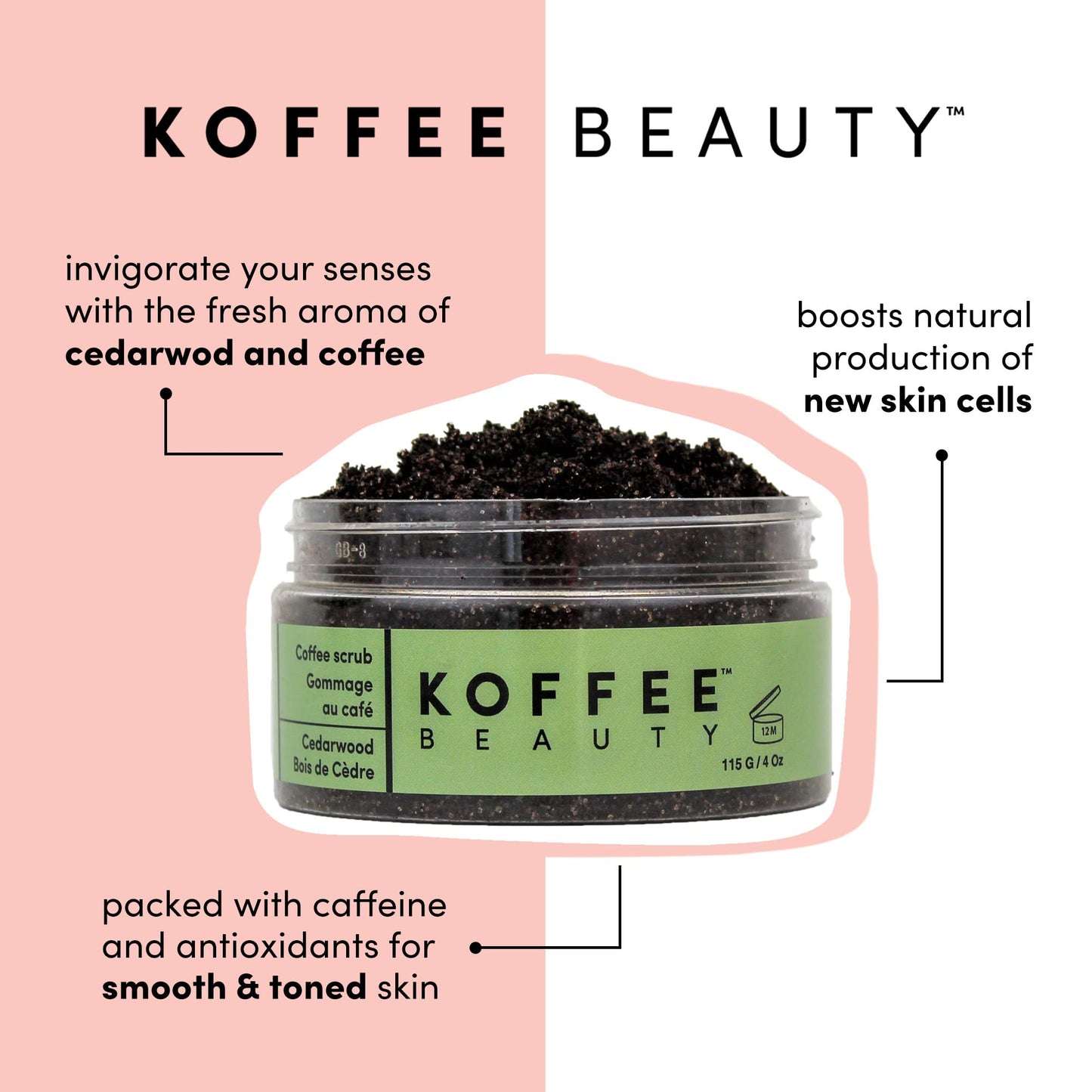 Koffee Beauty Cedarwood Coffee Scrub - Exfoliating Body And Face Scrub - Polish And Smooth Skin With Ease - Invigorate Senses With Cedarwood Fragrance Beauty & Personal Care Koffee Beauty