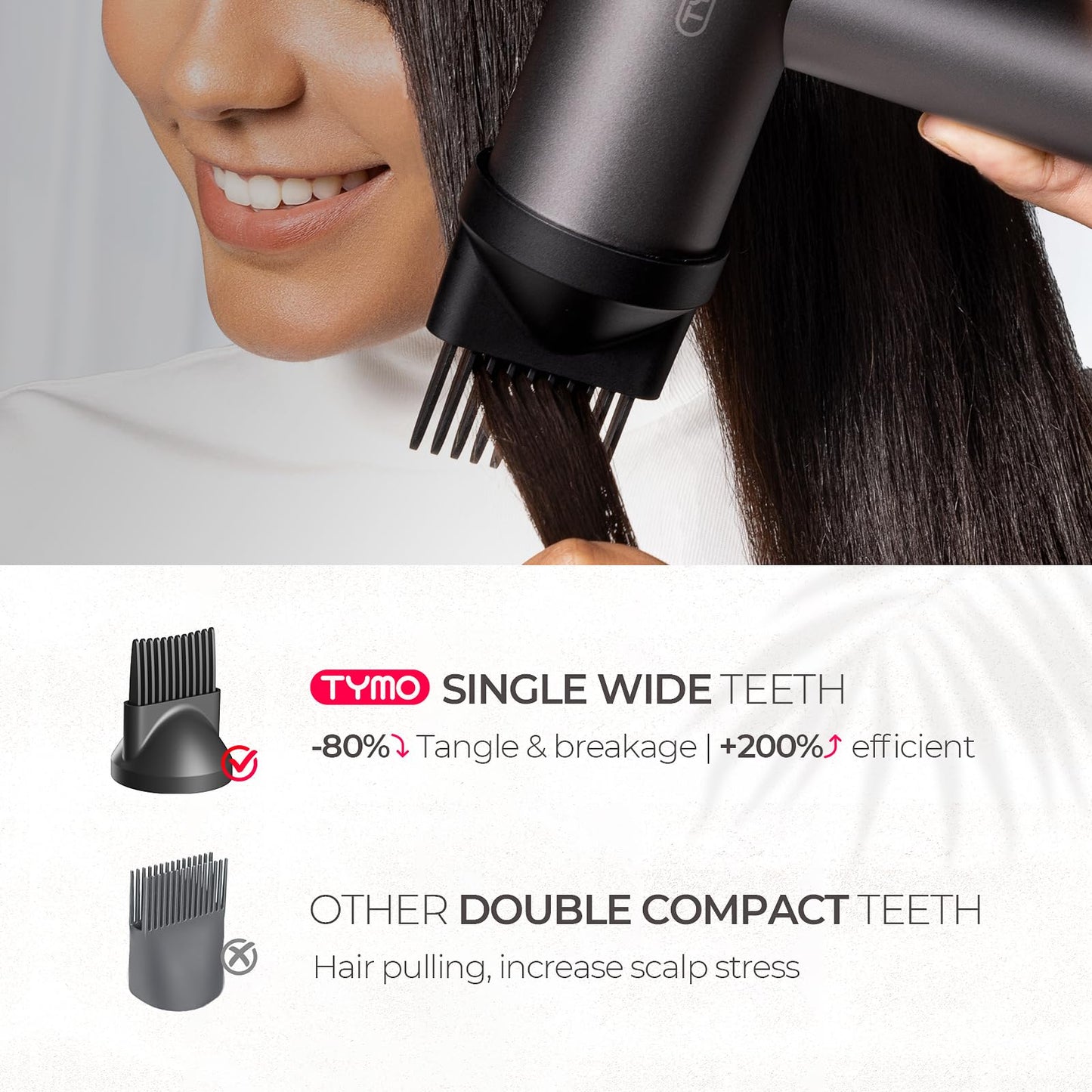 TYMO 1500W Professional Hair Dryer with Diffuser – High-Speed Ionic Hairdryer, 4 Temps & 3 Speeds, 8 Ft Cord, Comb Attachment, Metal Gray Beauty & Personal Care TYMO