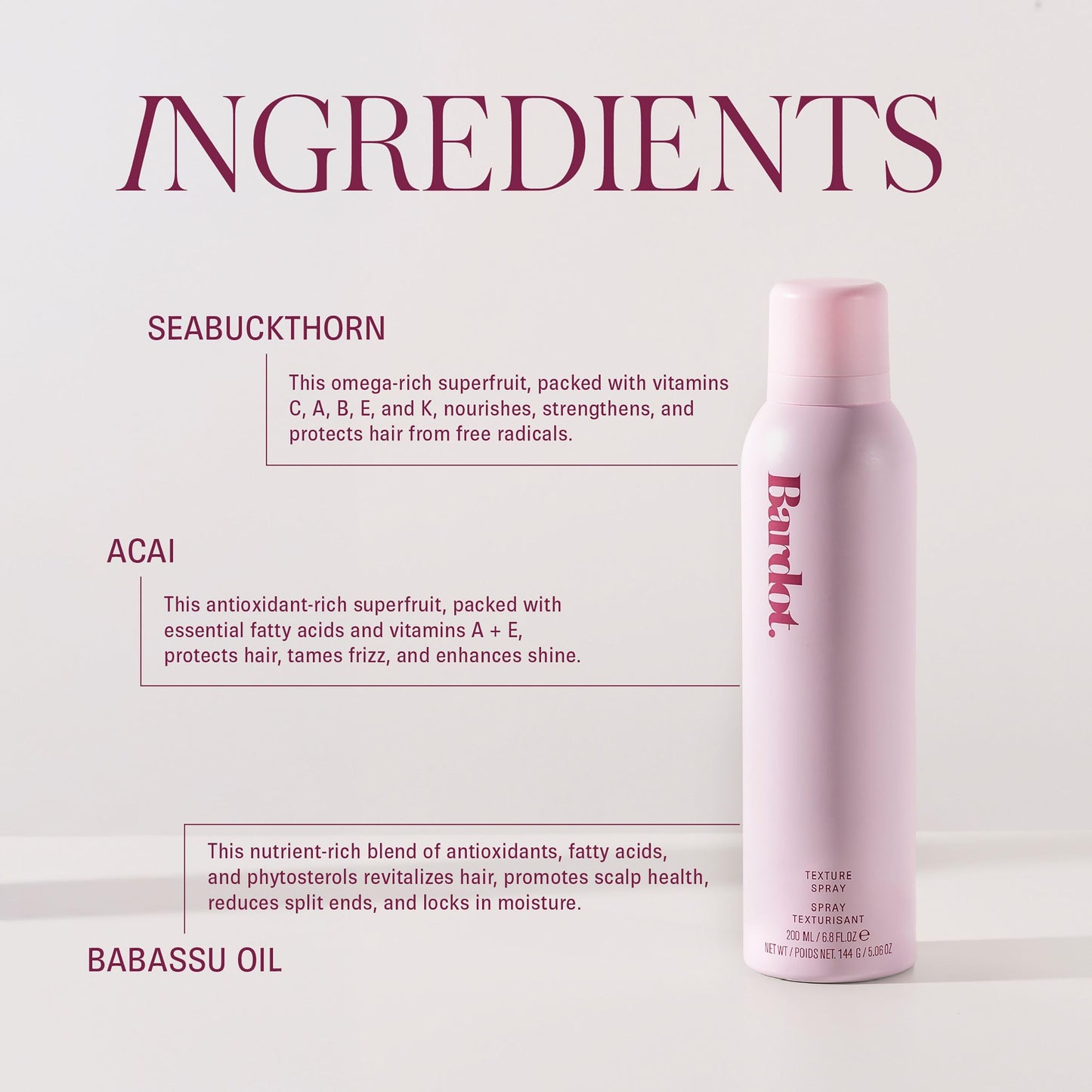 Bardot. Dry Texture Spray - Translucent Dry Texture Spray Creates Lift and Adds Airy Fullness and Long-Lasting and Lightweight Texture to the Hair - 7 Beauty & Personal Care Brigitte Bardot
