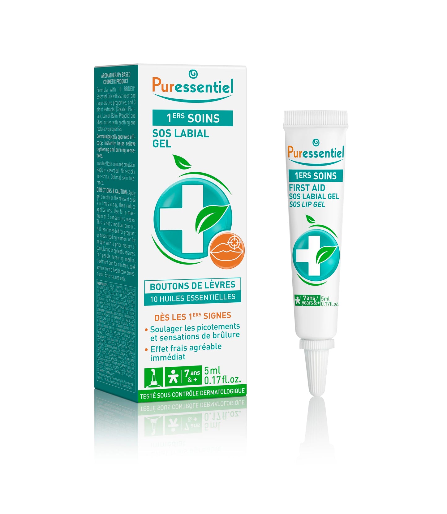 Puressentiel SOS Lip Repairing Gel - Healing Lip Product with Natural Hue - Formulated with Essential Oils and Shea Butter for Hydration - Made Beauty and Personal Care Puressentiel