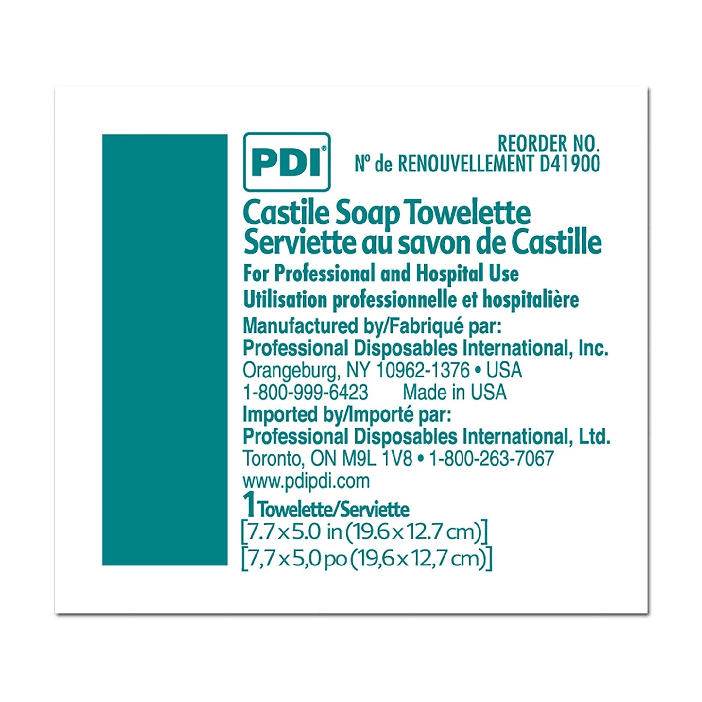 PDI Healthcare D41900 Castile Soap Wipe with Coconut Oil, Premoistened Facial Cleansing Towelette for Travel, 5 in x 7.7 in Size, Pack of 1000 Beauty & Personal Care PDI