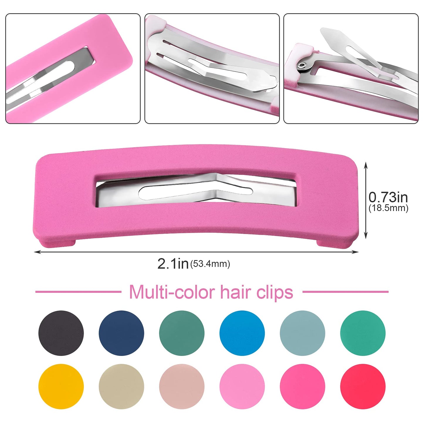 PAGOW 24Pcs Acrylic Metal Snap Hair Clips for Women, Multicolor Rainbow Square Hair Clips, Hair Barrettes Hollow Geometric Hairpins for Women Beauty & Personal Care PAGOW