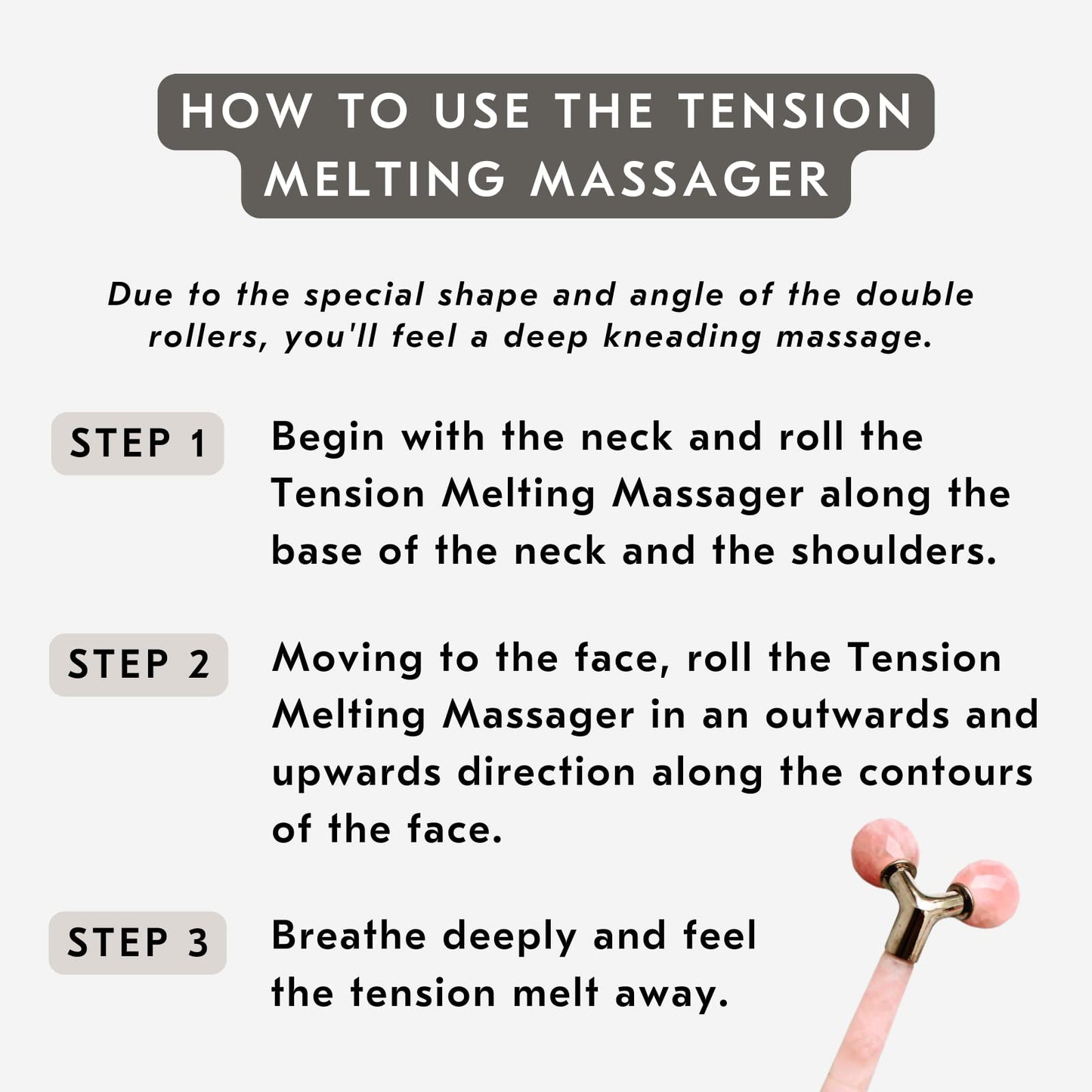 Mount Lai Rose Quartz Tension Melting Facial Massager for Face & Neck - Face Roller to Relieve Tension, Soothe Stress, Improve Circulation & Enhance Beauty & Personal Care Mount Lai