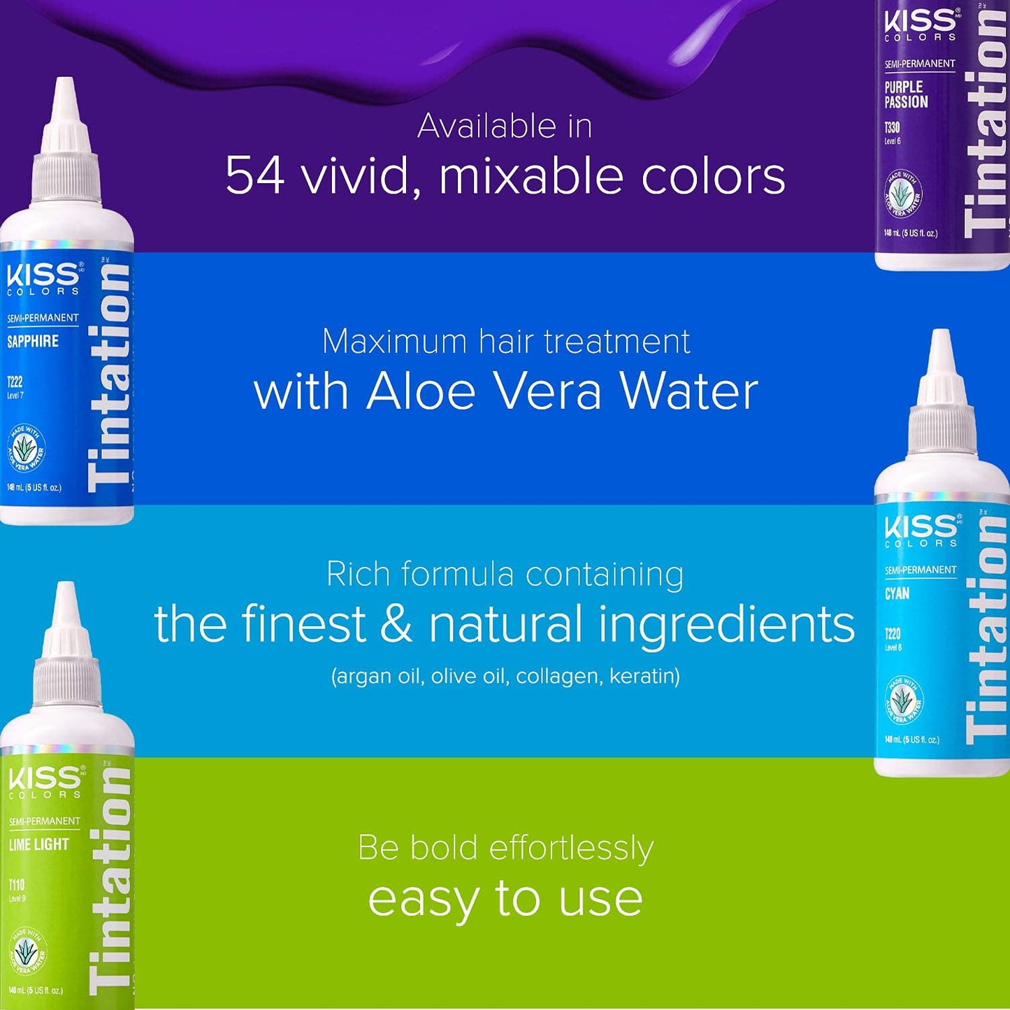 Red by Kiss Tintation Semi-Permanent Hair Color, Aloe Vera Water Based, Argan Oil, Olive Oil, Collagen & Keratin, Long-Lasting Color Dye (Hunter Beauty & Personal Care Red by Kiss