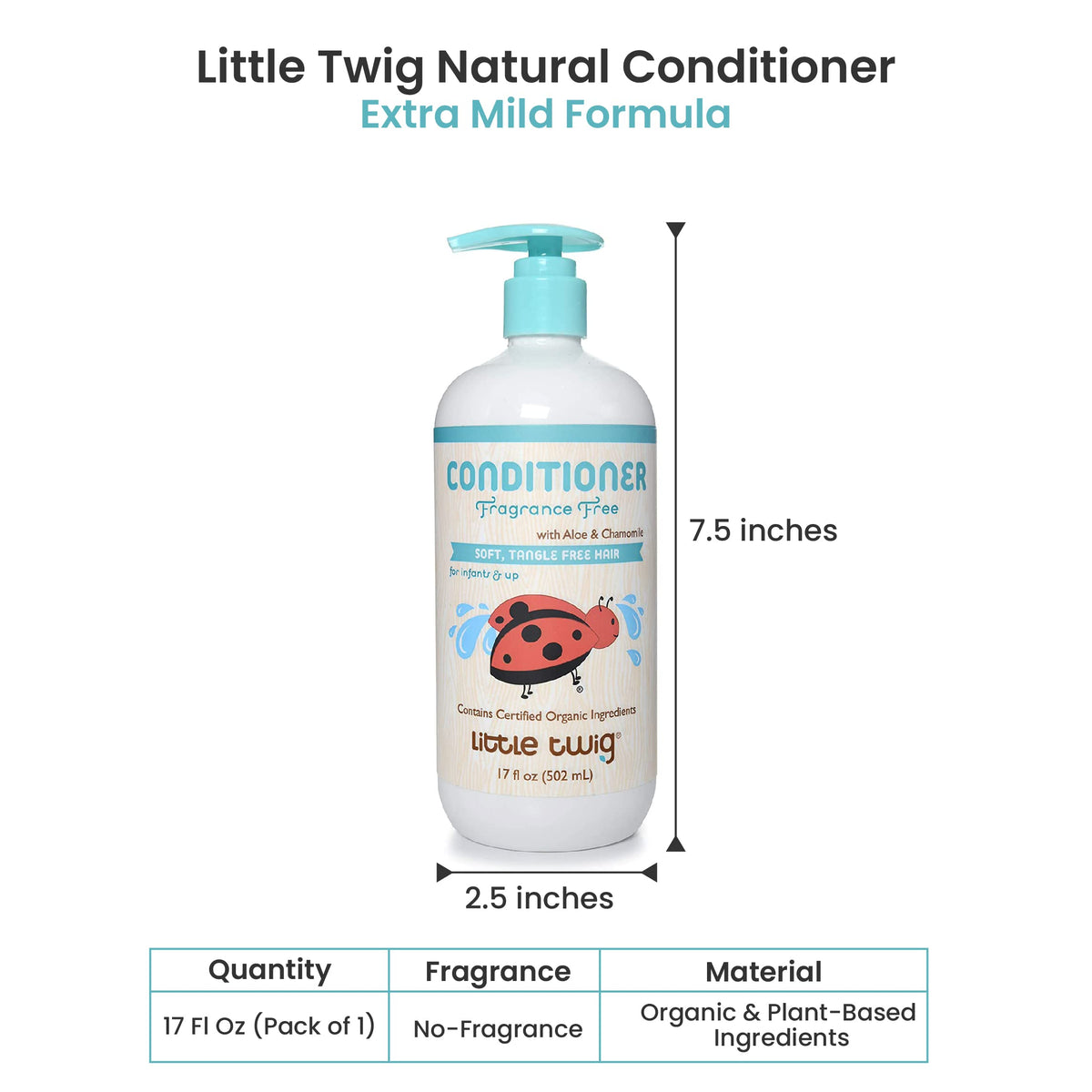 Little Twig Hair Conditioner, Natural Conditioner with Plant Derived Formula, Contains Essential Oils and Extracts, Suitable for Whole Family,