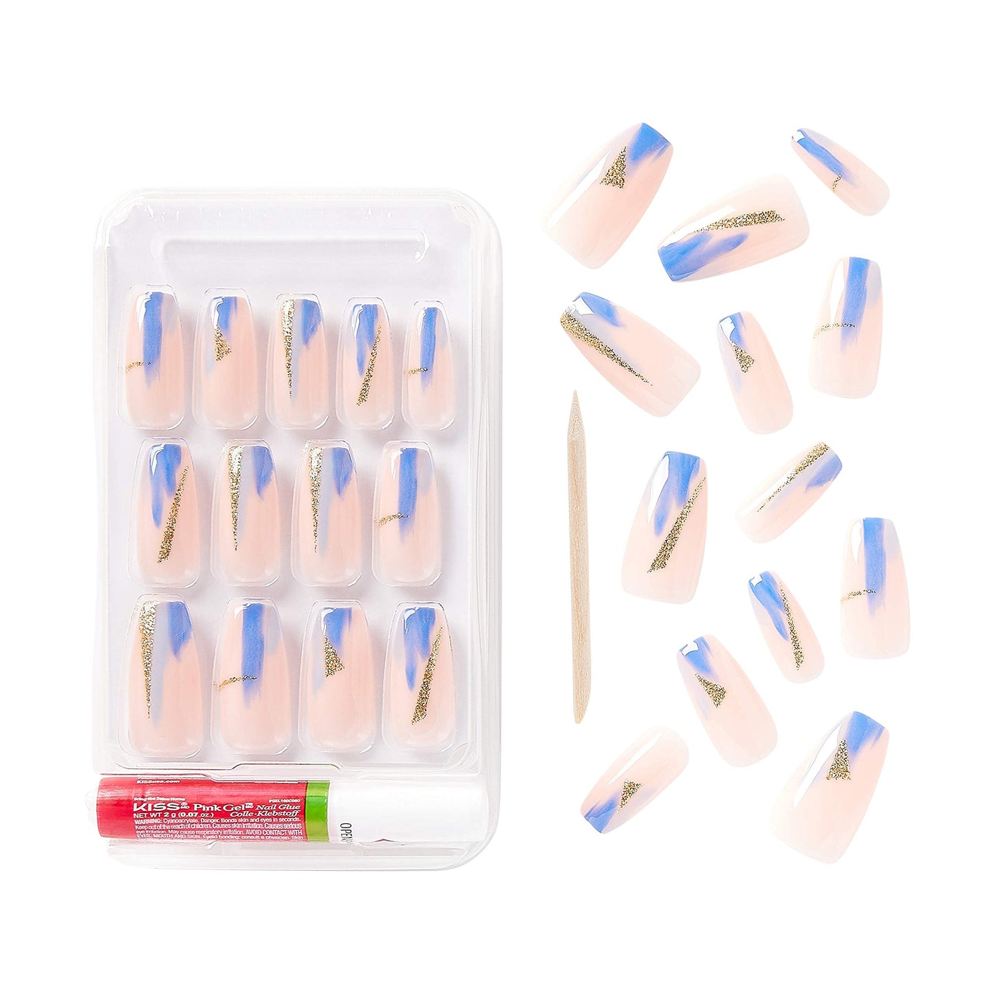 Gold Finger Gel Glam Design Nail Press On Nails, Gel Nail Kit, Polish Free Manicure Long Length (GD15) Beauty & Personal Care Goldfinger