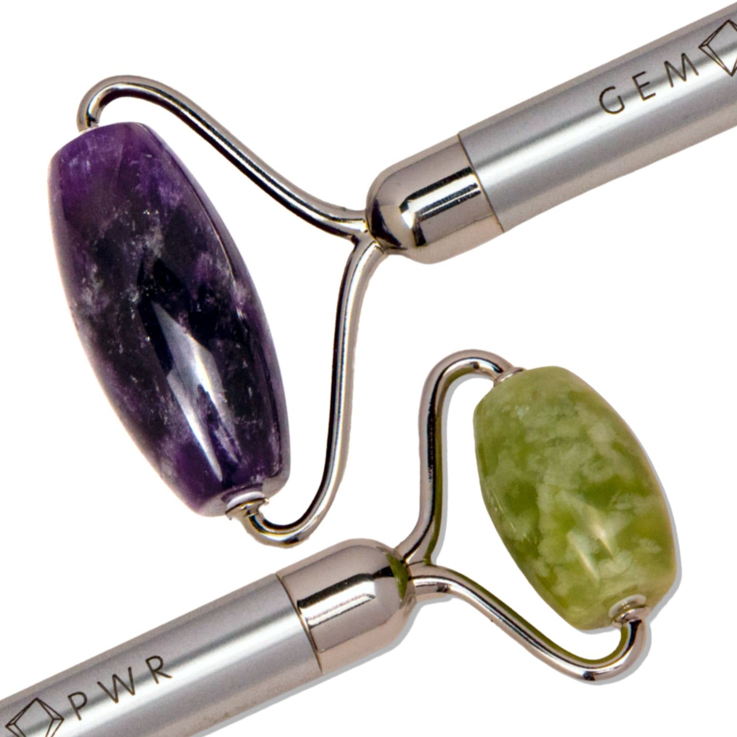 GEM PWR Amethyst + Jade Roller for Face and Neck Massage, Dual Gemstones with Durable Steel Handle and Travel Bag. Minimize Wrinkles, Reduce Puffiness Beauty & Personal Care GEM PWR