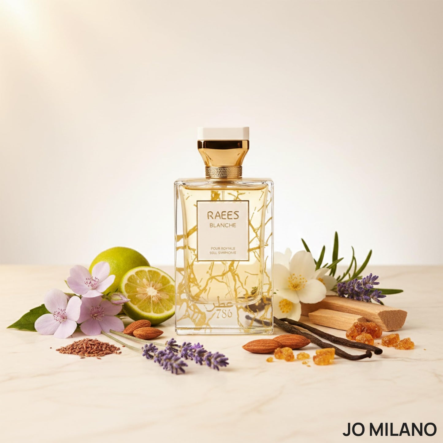 Jo Milano Raees Blanche Eau De Parfum Spray | 3.4 oz (100ml) | Almond, Vanilla, Sweet, Fruity, Fresh, Powdery Scent | Long Lasting Fragrance for Men Beauty & Personal Care Jo Milano