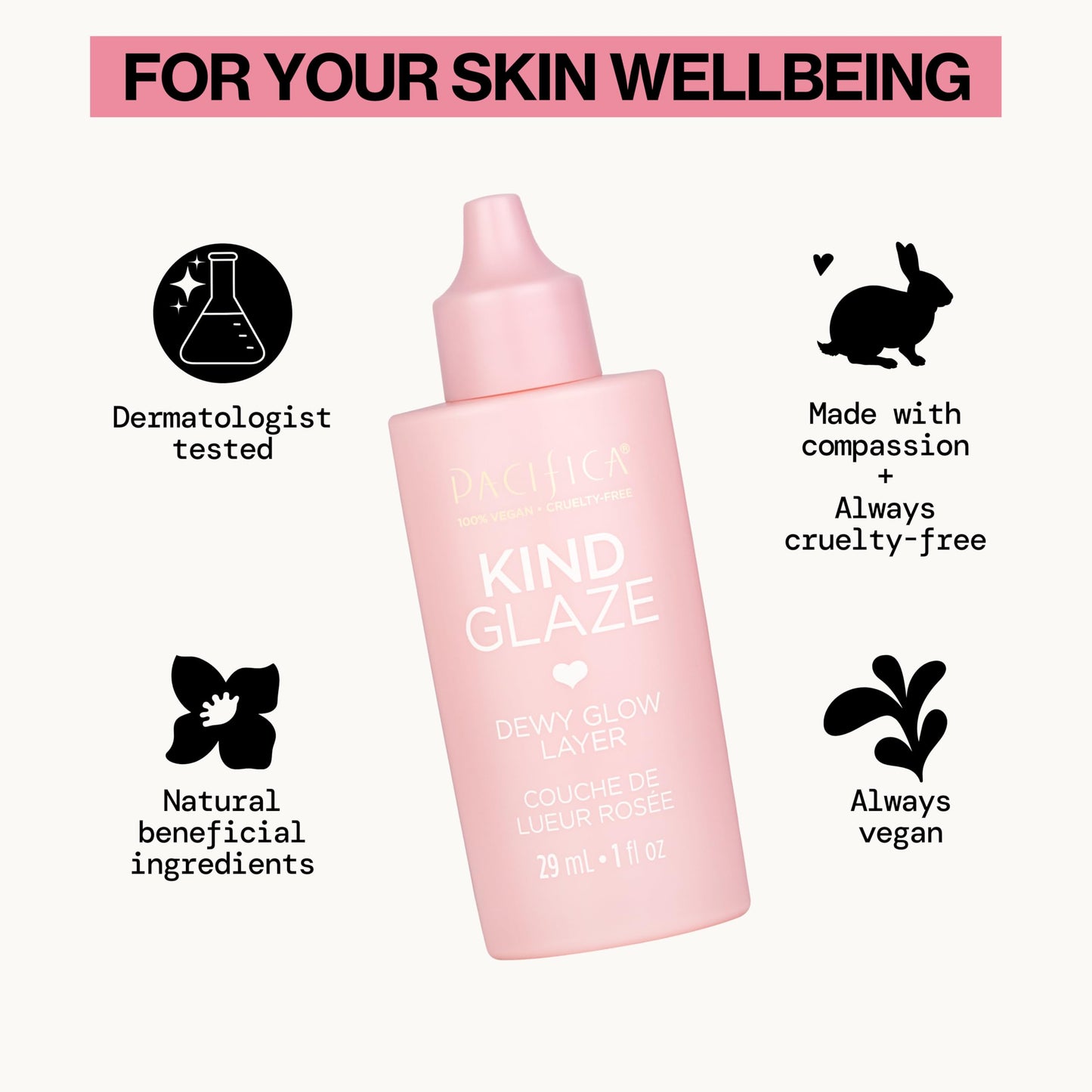 Pacifica Makeup Primer - Kind Glaze Dewy Glow Layer, Hydrating Primer with Vegan Collagen, Squalane & Ceramides for Soft-Focus Radiance, Vegan Beauty & Personal Care Pacifica